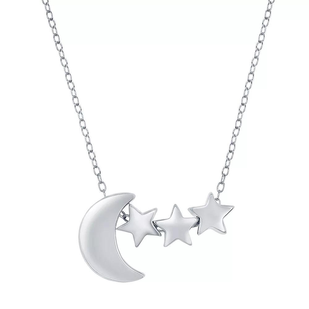 Sterling Silver Moon & Star Necklace, Women's Product Image
