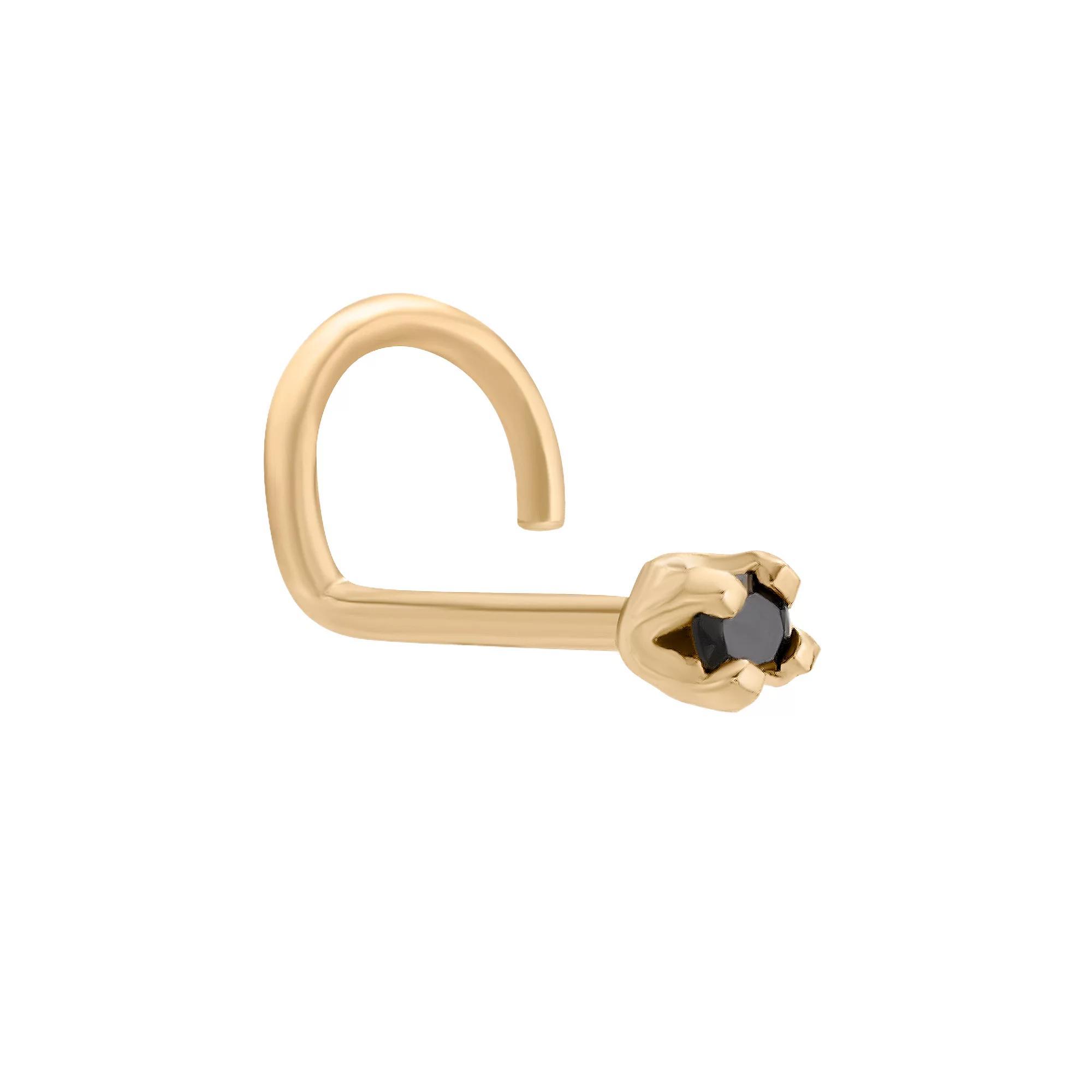 Lila Moon 14k Gold 1.3 mm Black Diamond Accent Curved Nose Stud, Women's, 14k Whgold Product Image