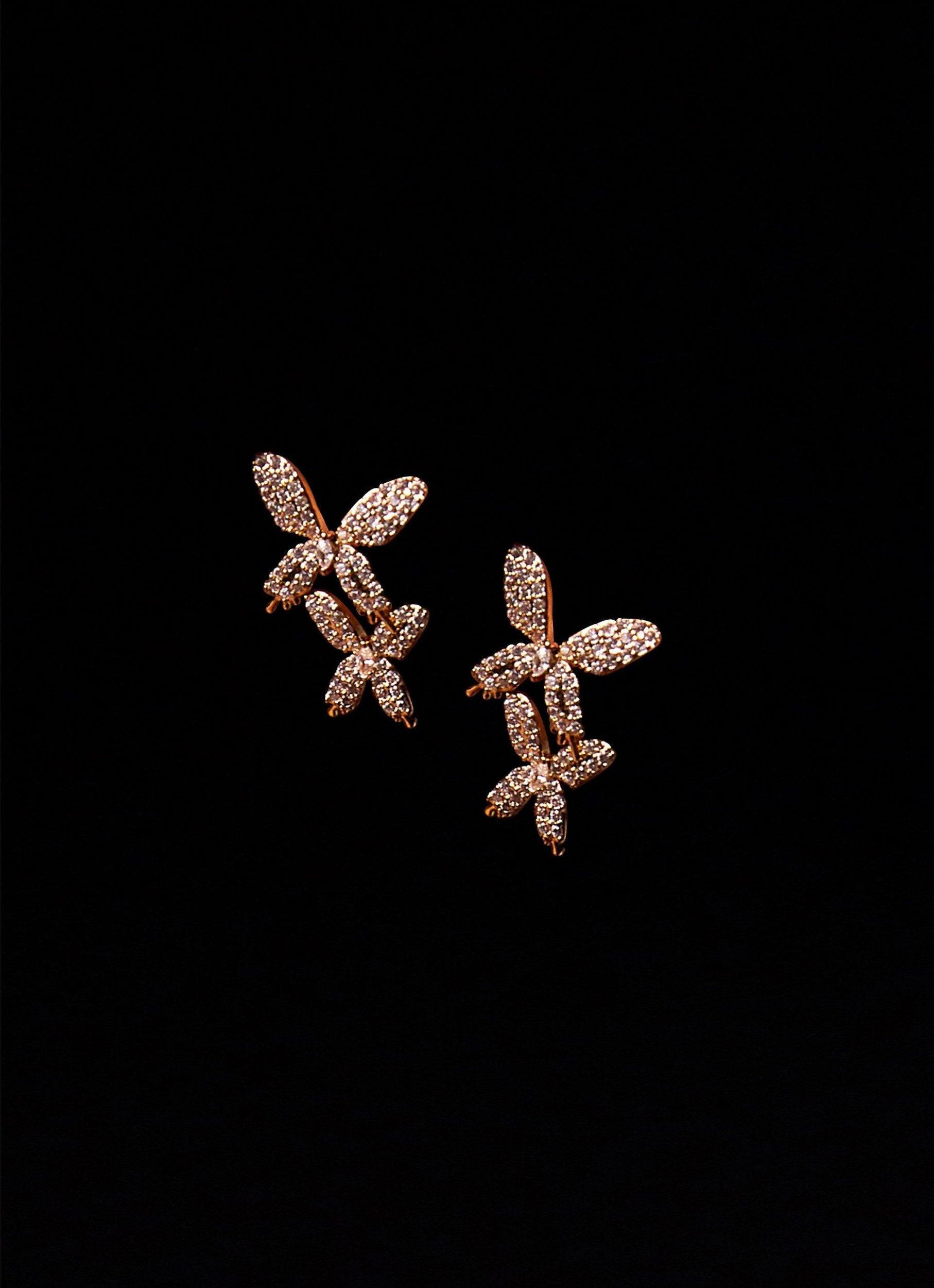 Bold Move Diamante Earrings - Gold Product Image