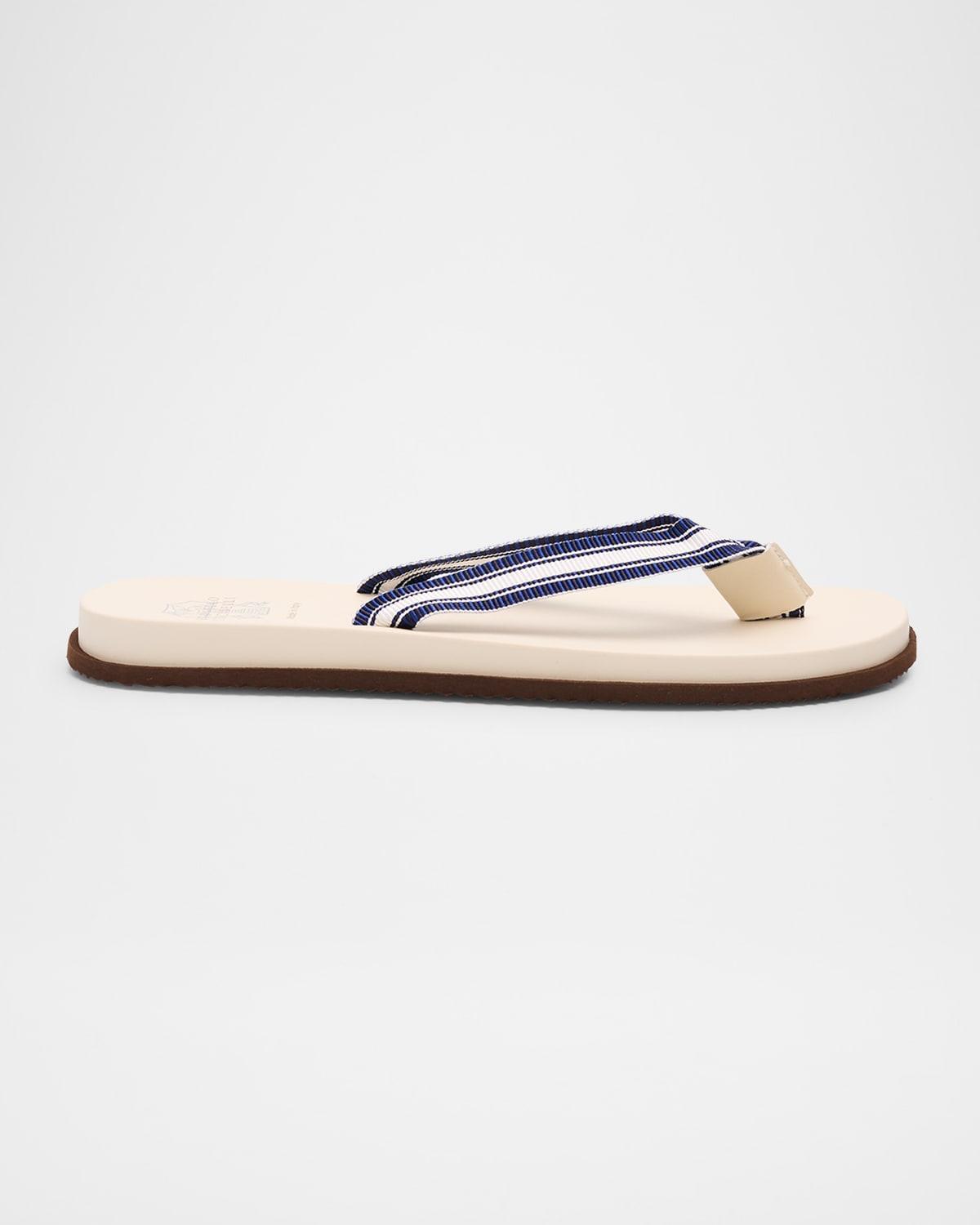 Mens Rubber Grosgrain and Leather Flip Flops Product Image