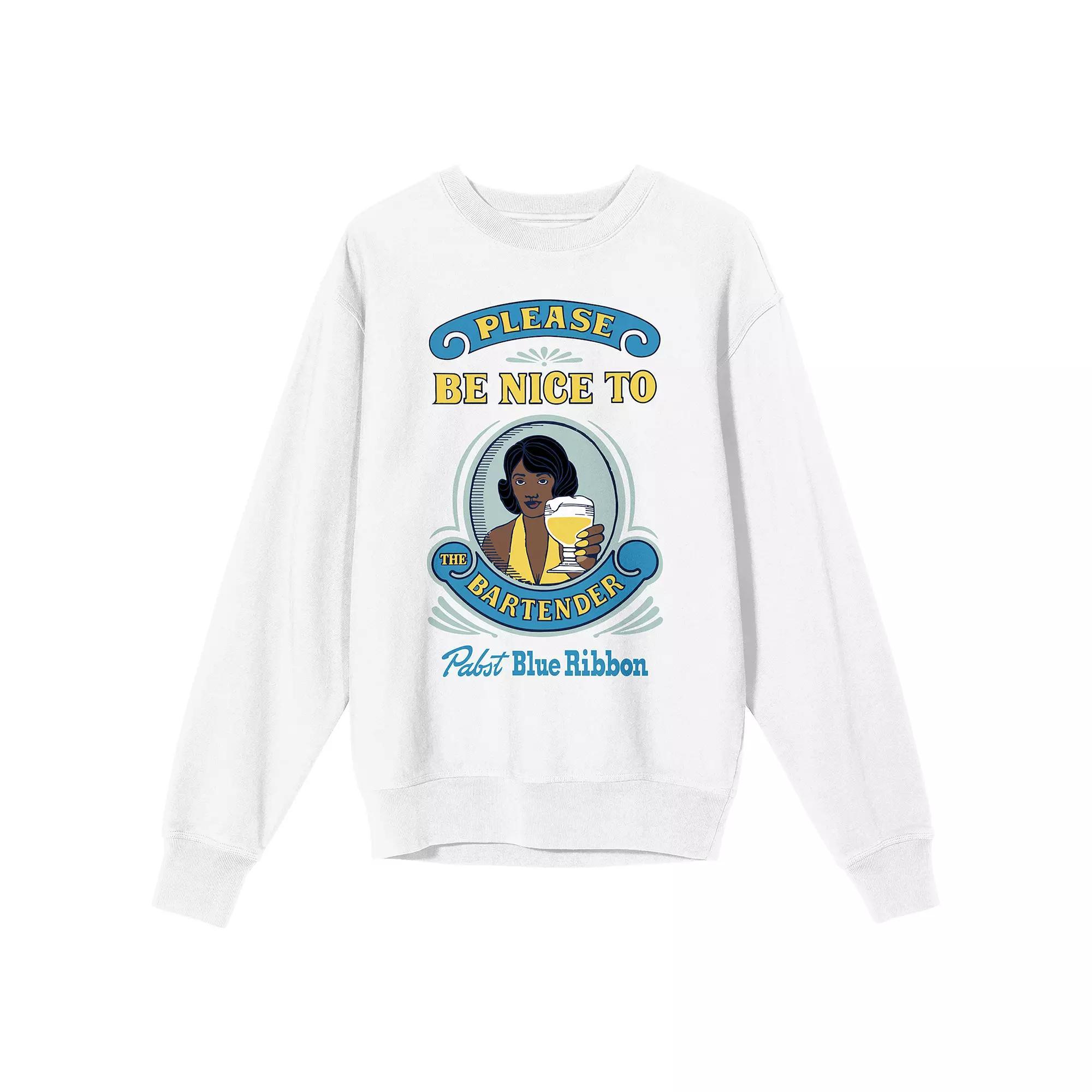 Womens Pabst Blue Ribbon Be Nice To The Bartender Long Sleeve Graphic Tee Product Image