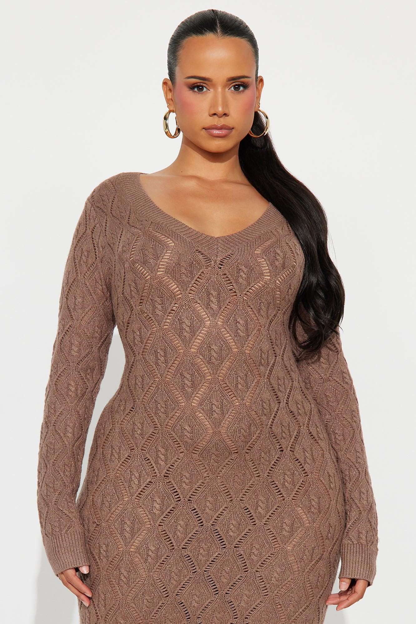 Oriana Sweater Maxi Dress - Brown Product Image