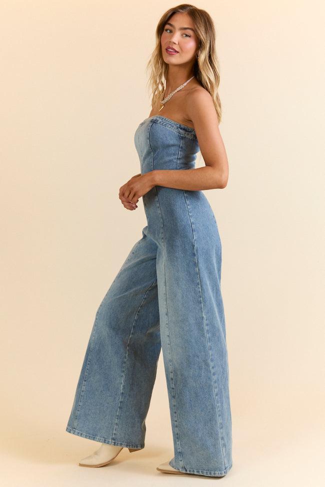 Nashville Nights Corset Denim Jumpsuit SALE Product Image