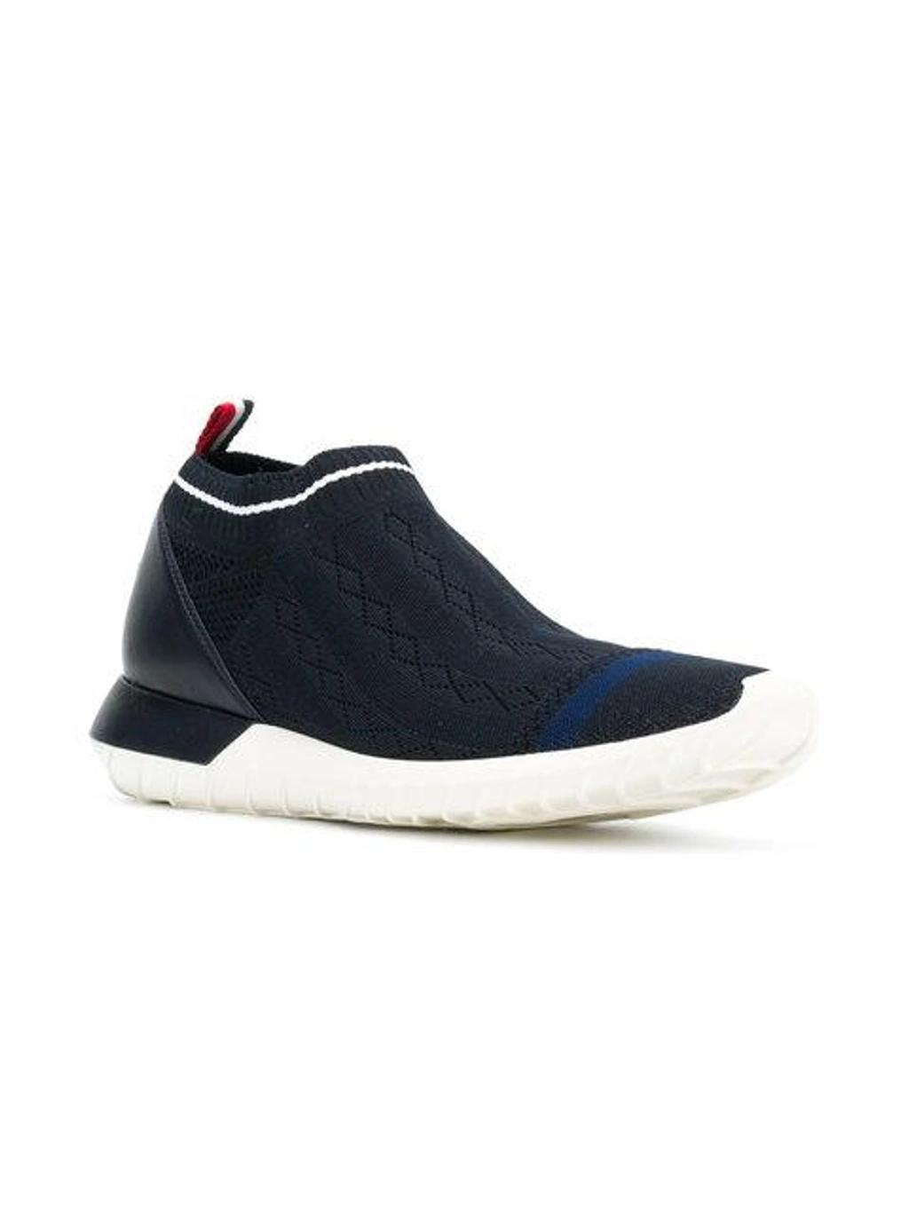 MONCLER Giroflee Leather-paneled Stretch-knit Slip-on Sneakers In Nero Product Image