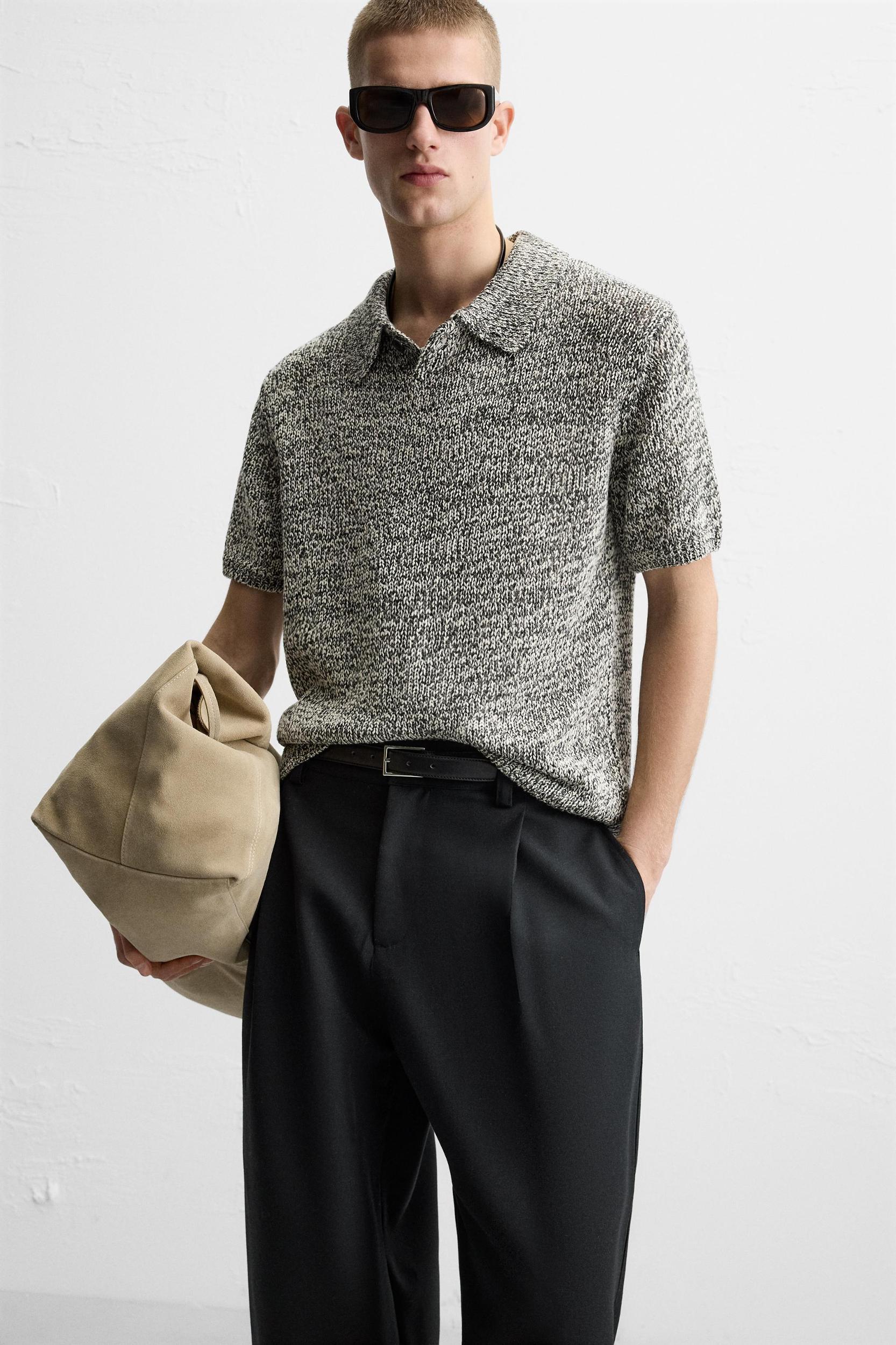 SHINY KNIT POLO SHIRT Product Image