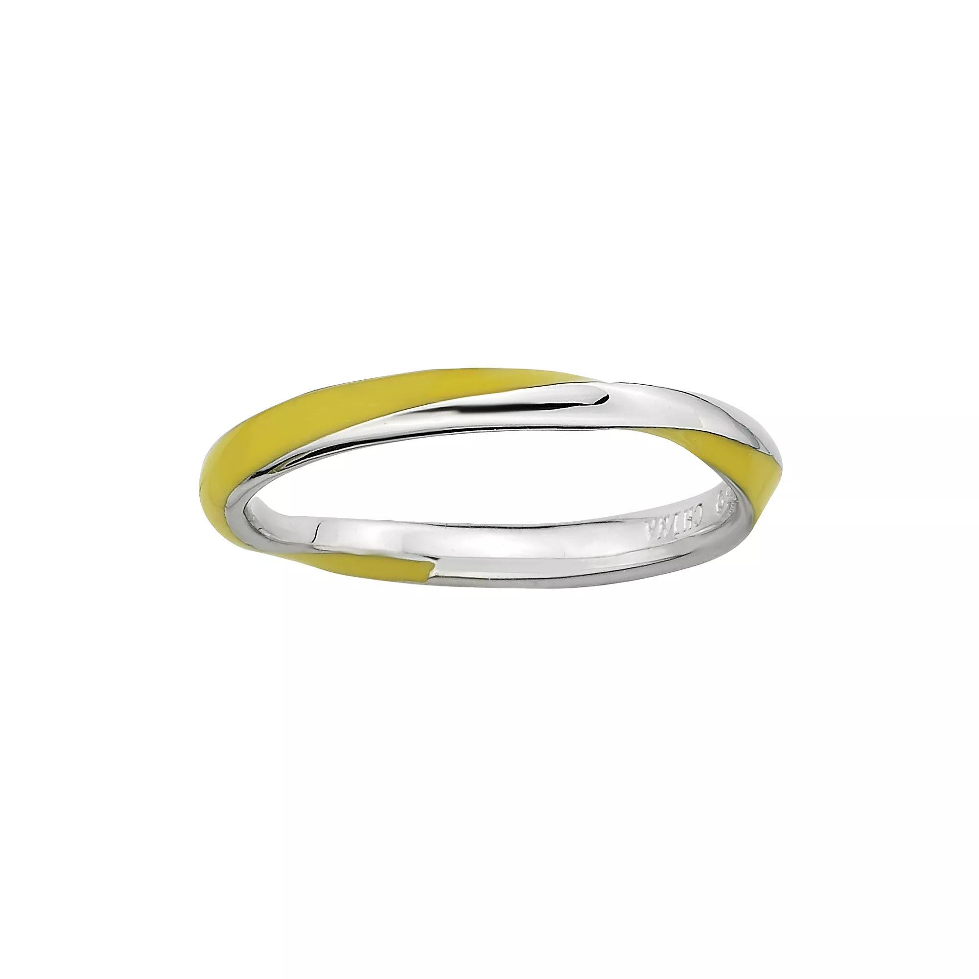 Stacks & Stones Sterling Silver Yellow Enamel Twist Stack Ring, Women's, Size: 10 Product Image
