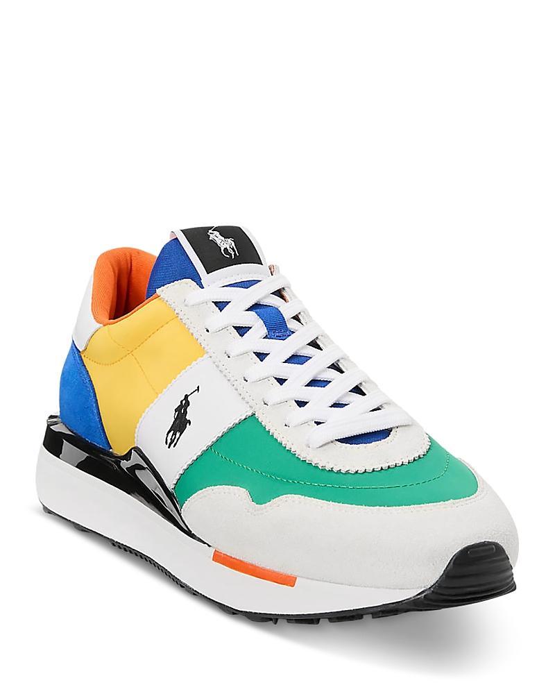 POLO RALPH LAUREN Men's Masters Court Leather Sneakers In Cream Blue Red Product Image