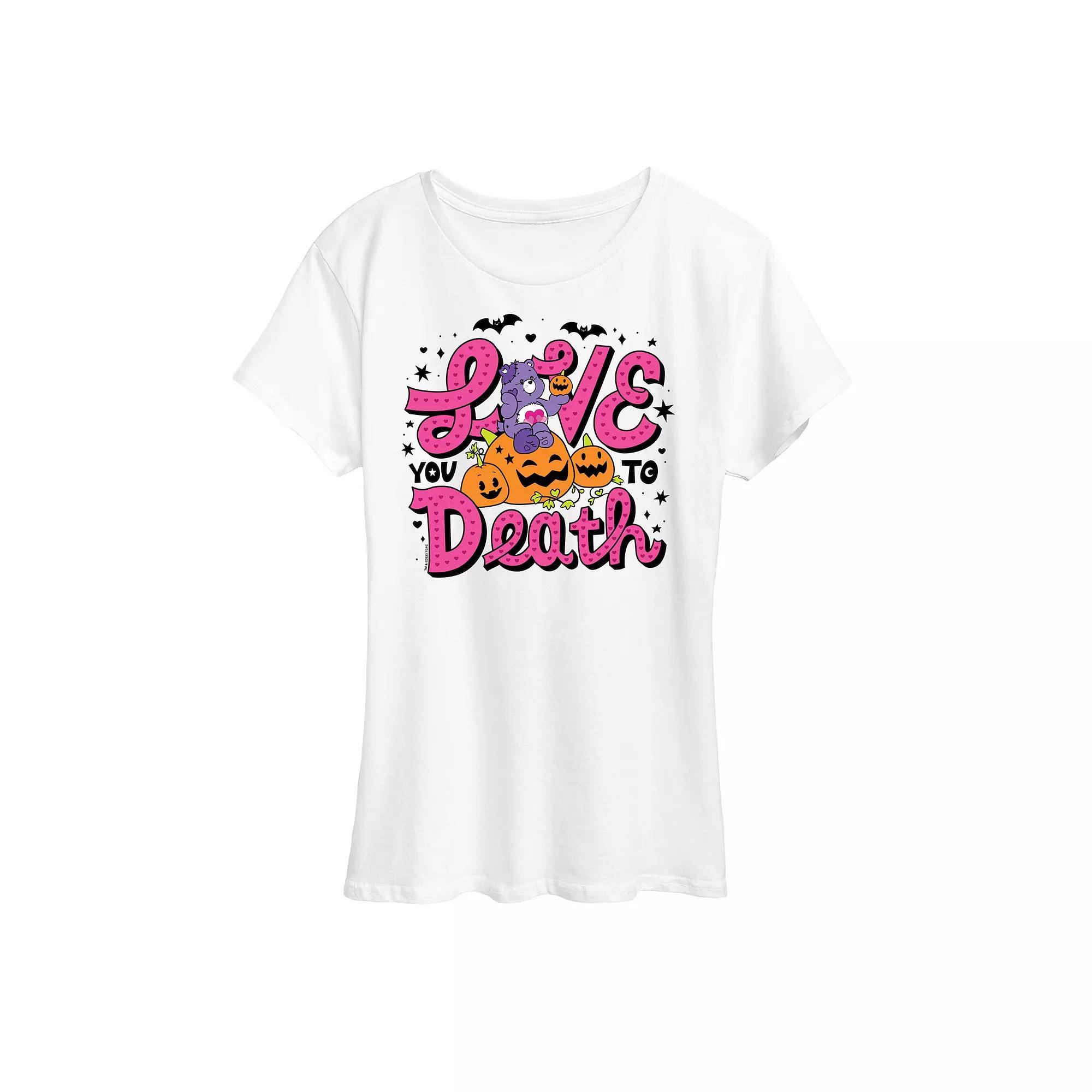 Womens Care Bears Halloween Love You To Death Graphic Tee, Girls Grey Gray Product Image