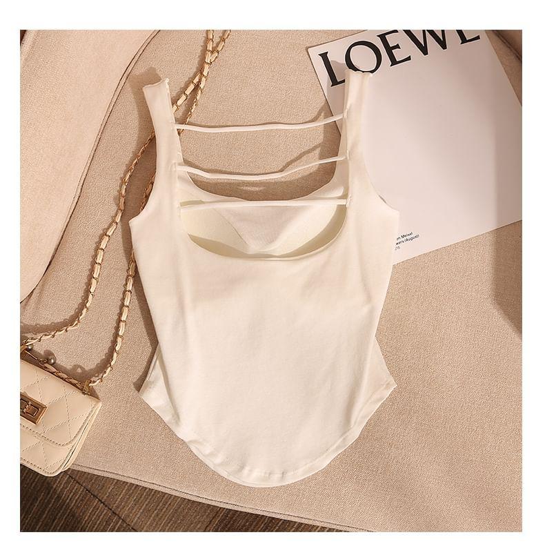 Square Neck Plain Crop Camisole Top Product Image
