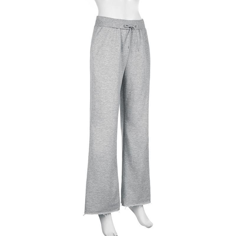 Drawstring Waist Melange Loose Fit Sweatpants Product Image