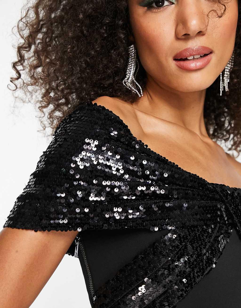Lavish Alice statement sequin bow midi dress Product Image