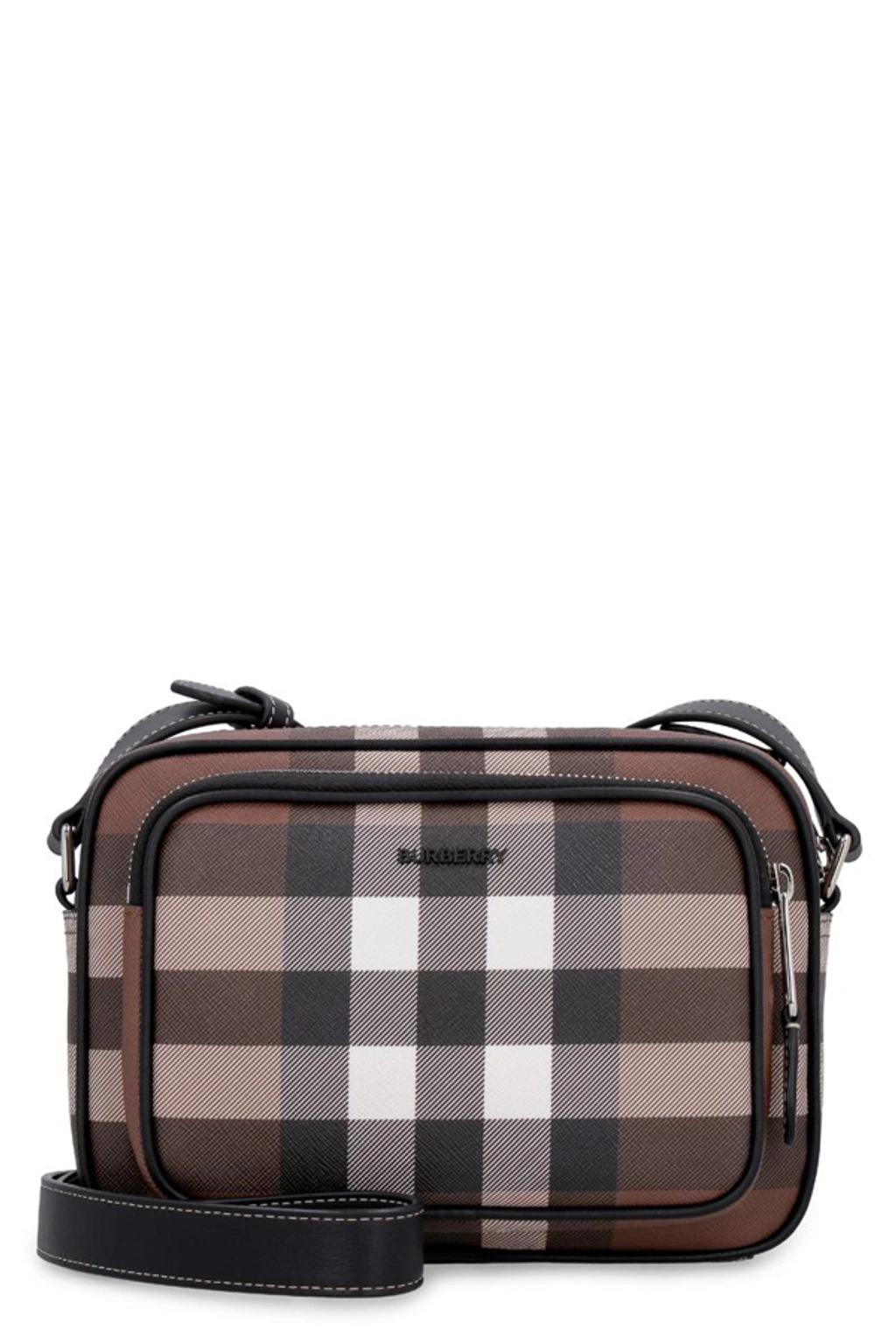 BURBERRY Check-print Compact Messenger Bag In Brown Product Image