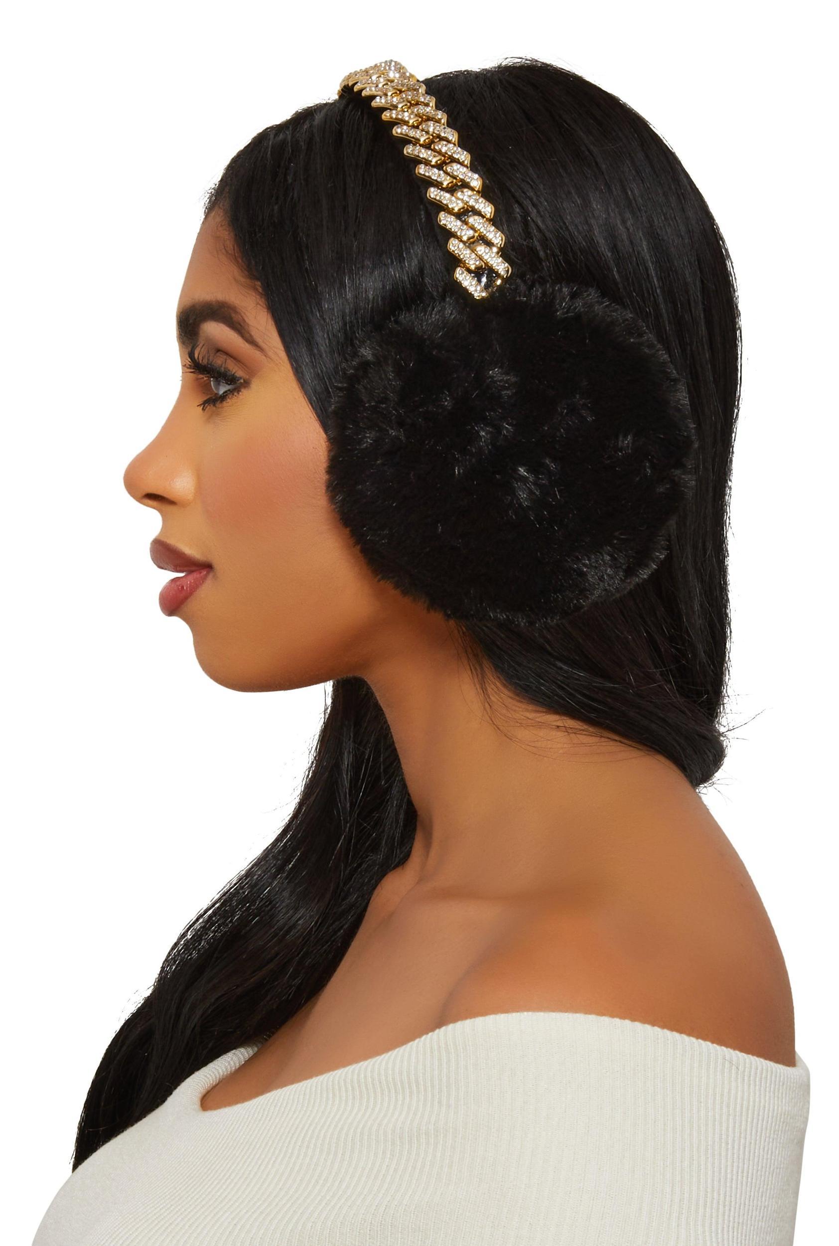 Rhinestone Chain Link Earmuffs Female Product Image