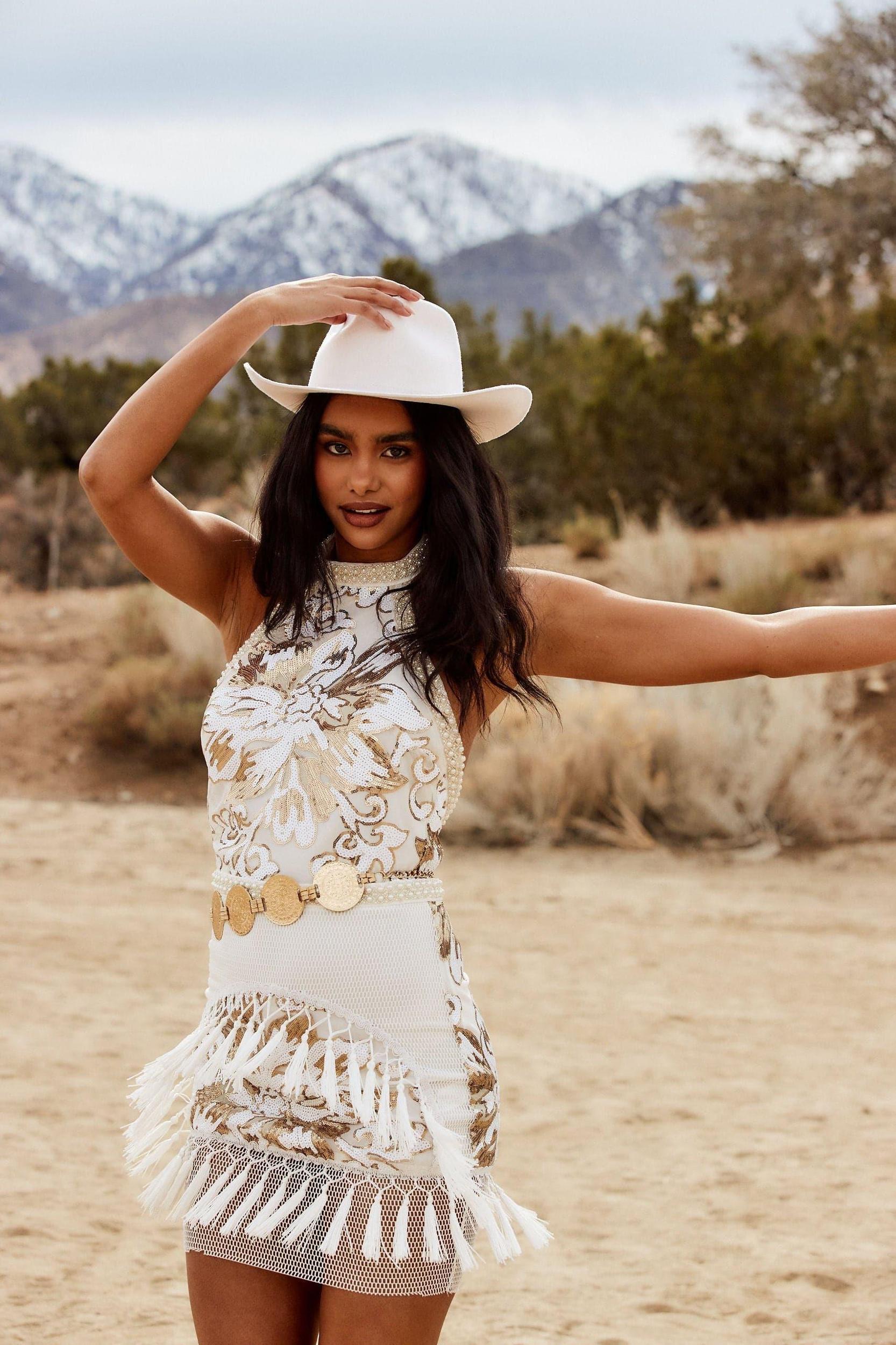 Like Gold Dust White Sequin Fringe Dress Product Image