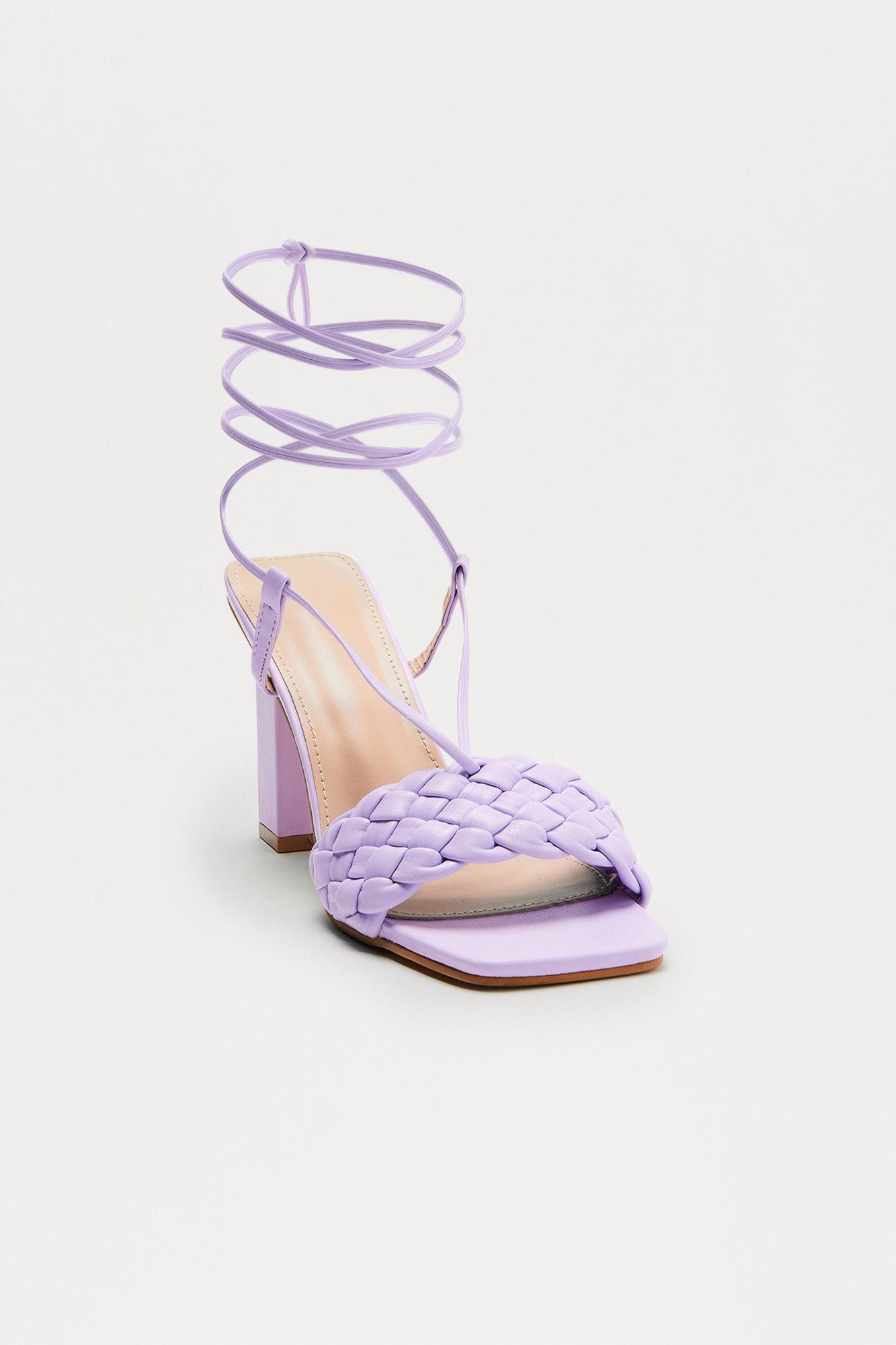 Stelly Braided Wrap Up Heels - Lilac Product Image