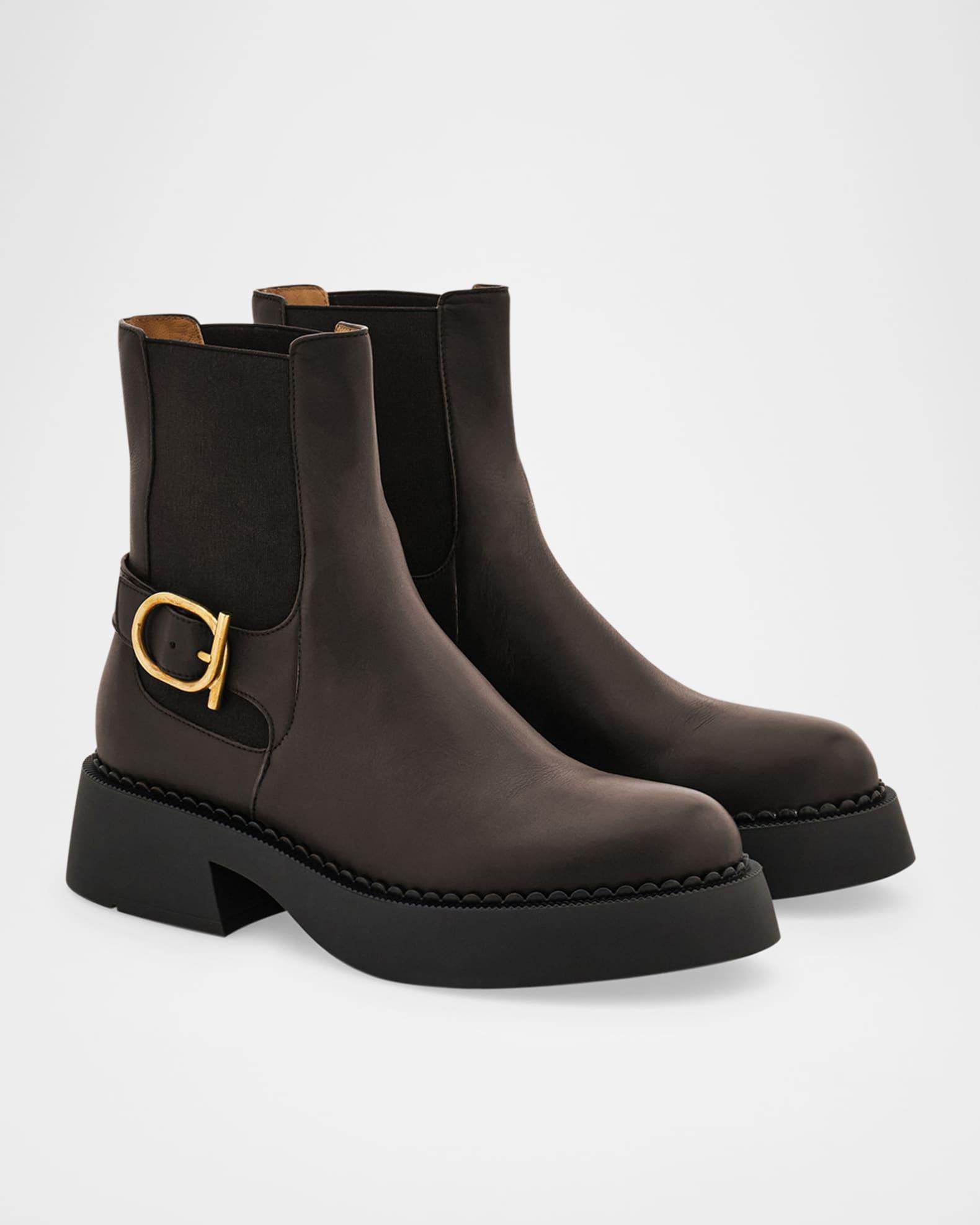 Tie Leather Ankle Booties Product Image
