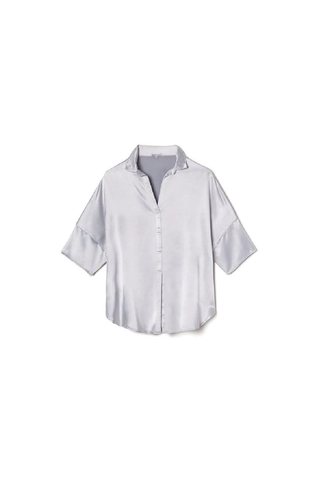 Fran Satin Top With Collar Product Image