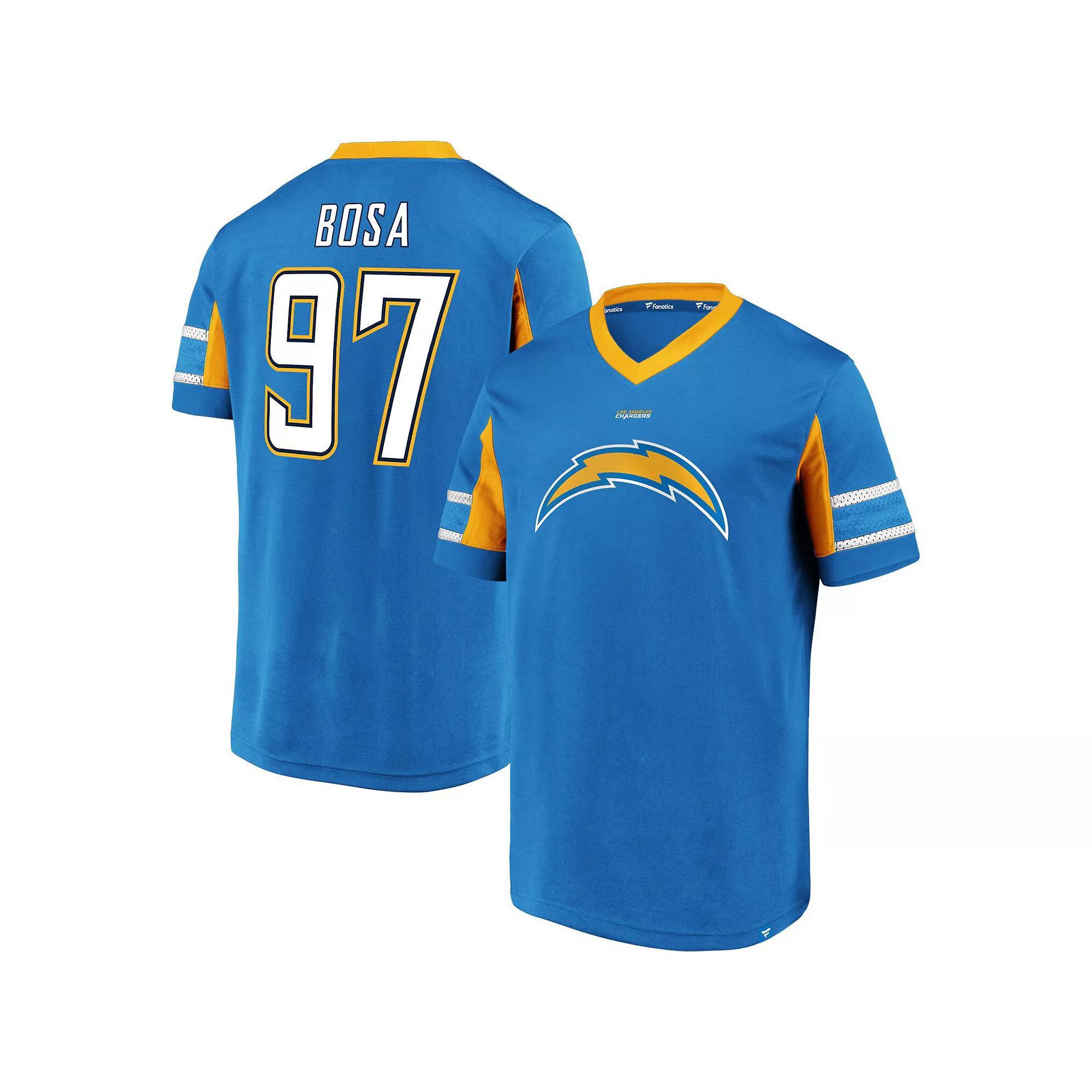 Mens Fanatics Branded Joey Bosa Powder Blue Los Angeles Chargers Hashmark Player Name & Number V-Neck Top Product Image
