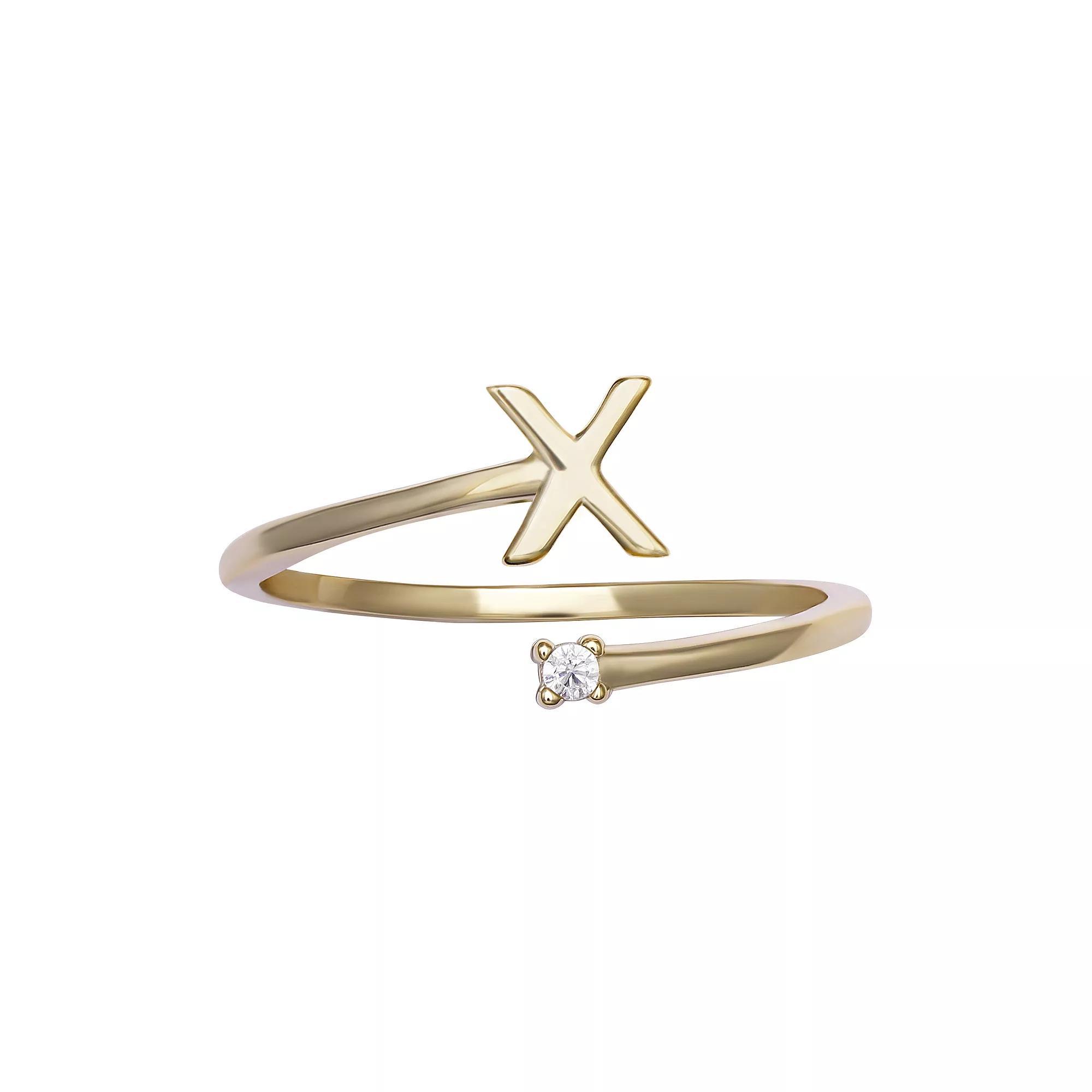 PRIMROSE Sterling Silver Cubic Zirconia Initial Bypass Band Ring, Women's, Size: 9, Sterling Silver X Product Image