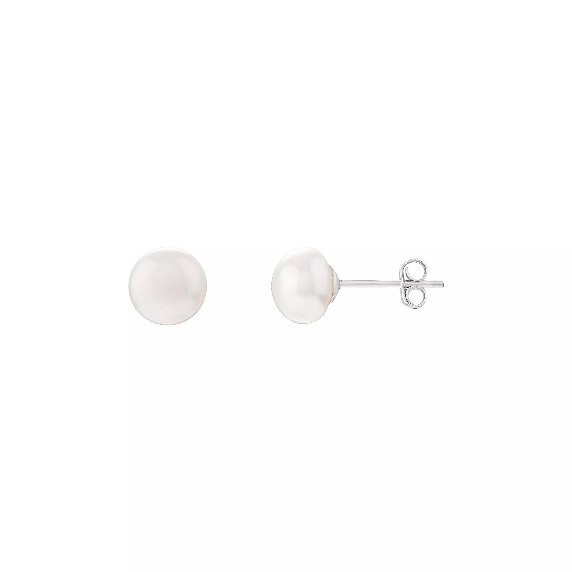 PRIMROSE White Cultured Freshwater Pearl Stud Earrings, Women's, Size: 8MM, Sterling Silver Product Image