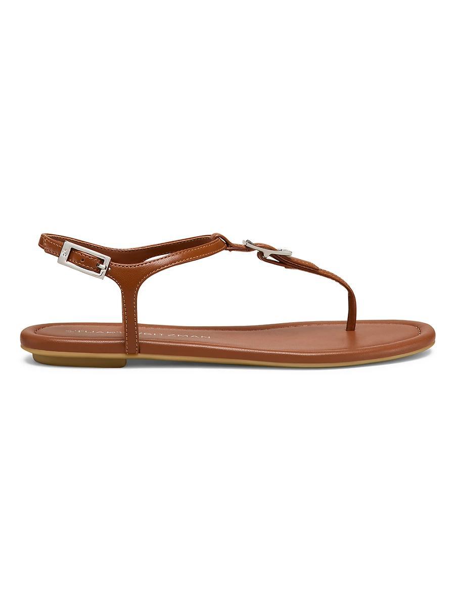 Womens Georgie Buckle-Detailed Leather T-Strap Sandals Product Image