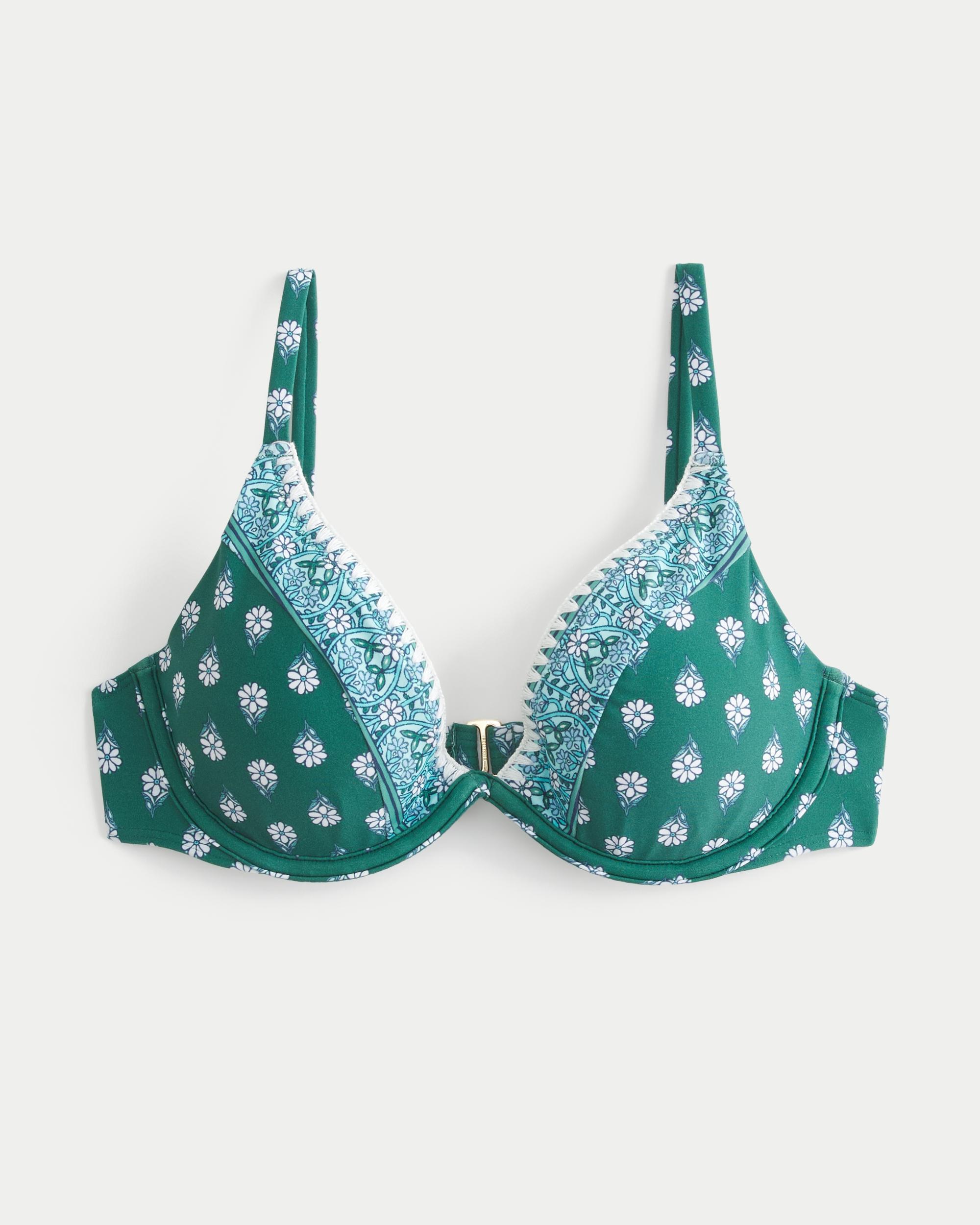 Ribbed Plunge Underwire Bikini Top Product Image