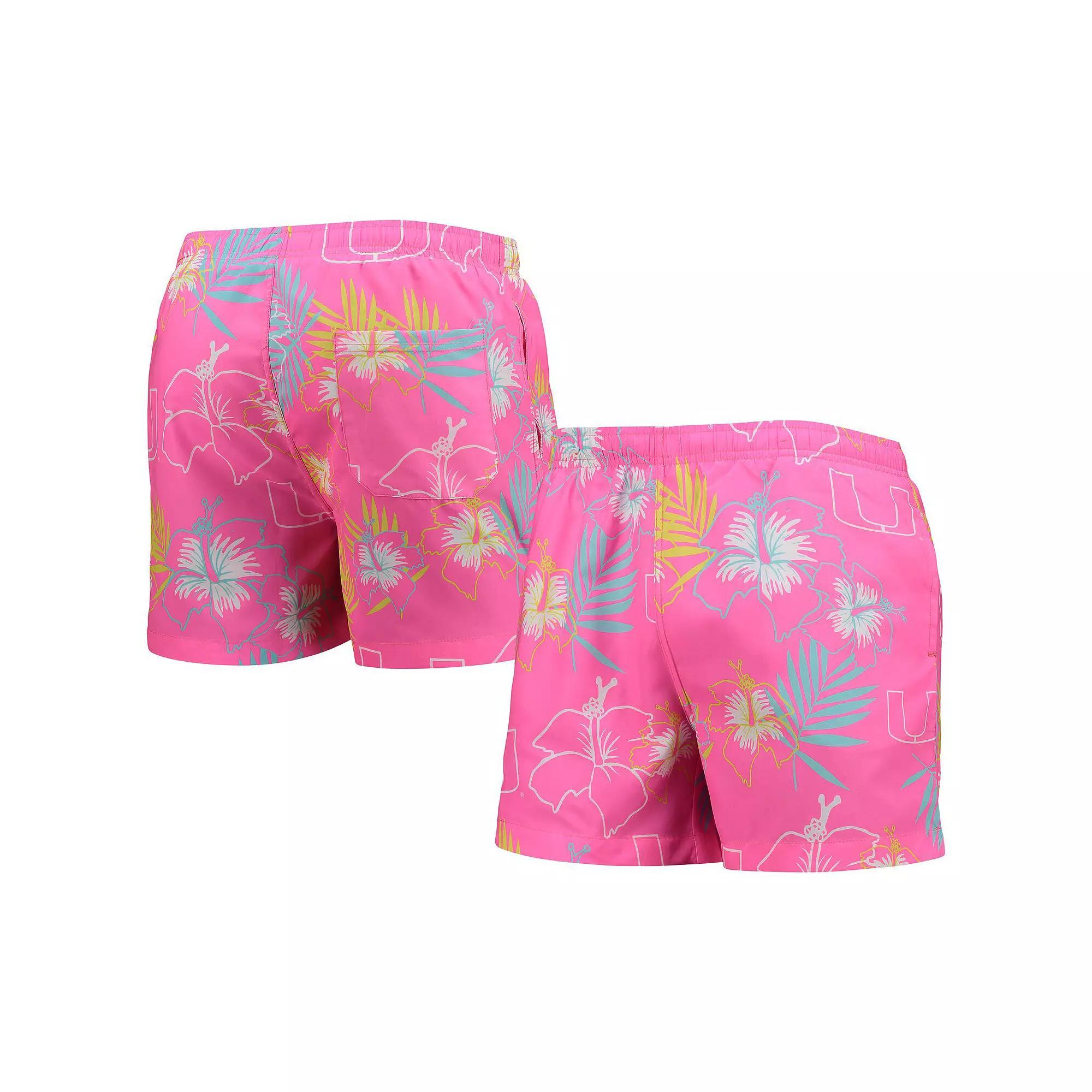 Men's FOCO Pink Miami Hurricanes Neon Floral Swim Trunks, Size: 2XL Product Image