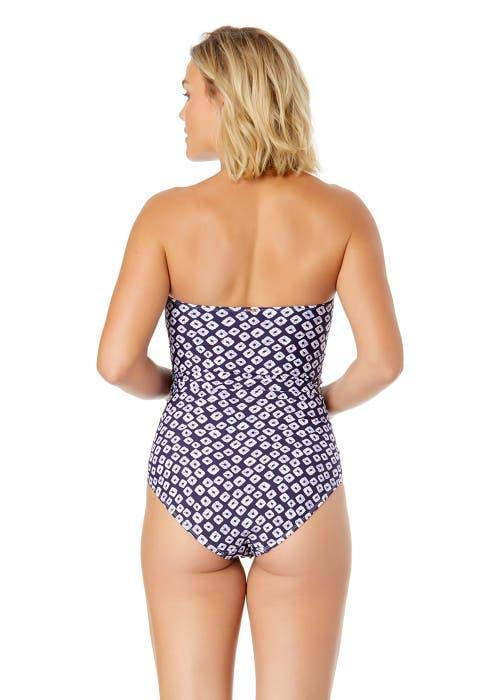 Anne Cole Women's Twist Front Shirred One Piece Swimsuit in Shibori Geo Blue at Nordstrom, Size 8 Product Image