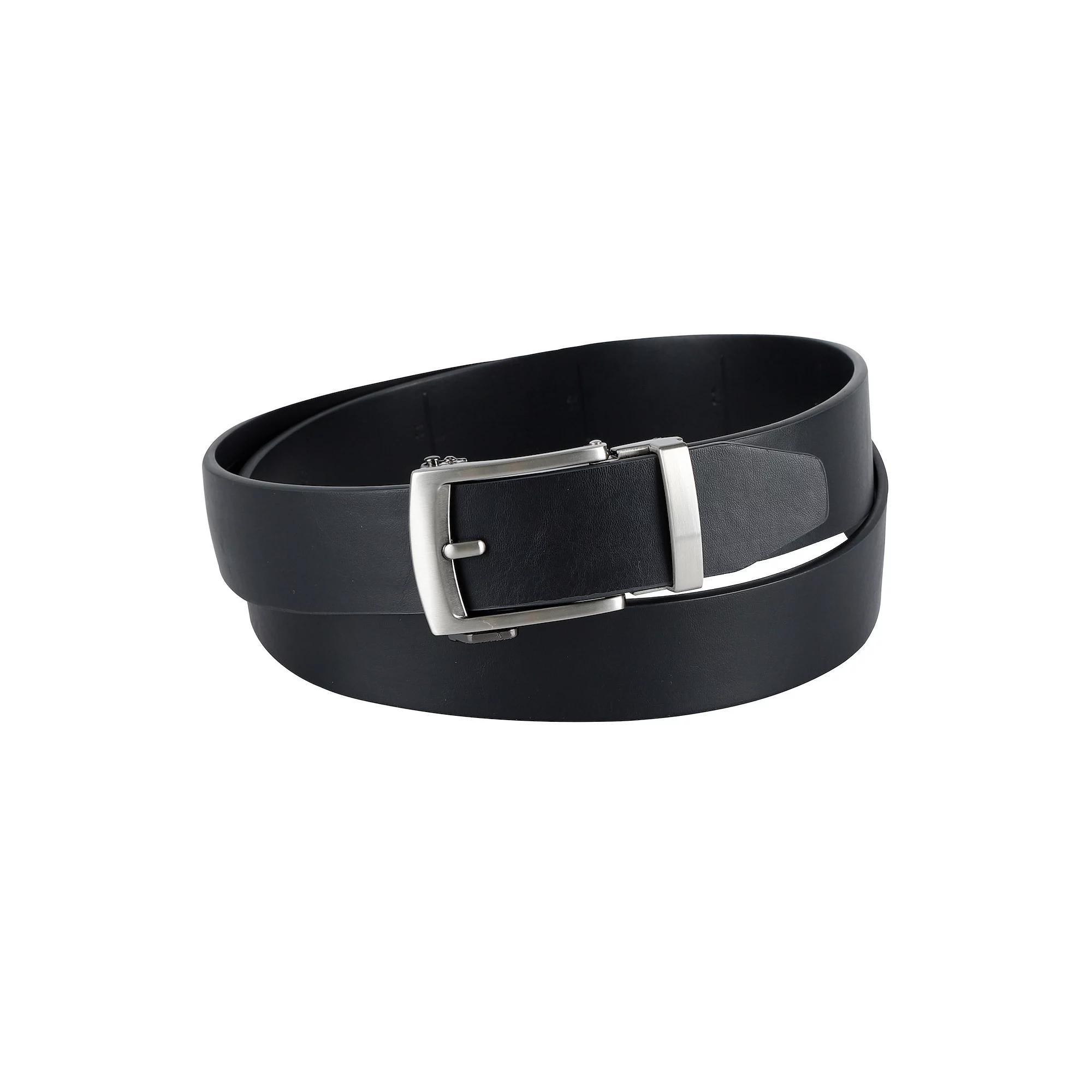 Men's Exact Fit Fully Adjustable Cut-to-Fit Track Lock Harness Buckle Belt, Black Product Image