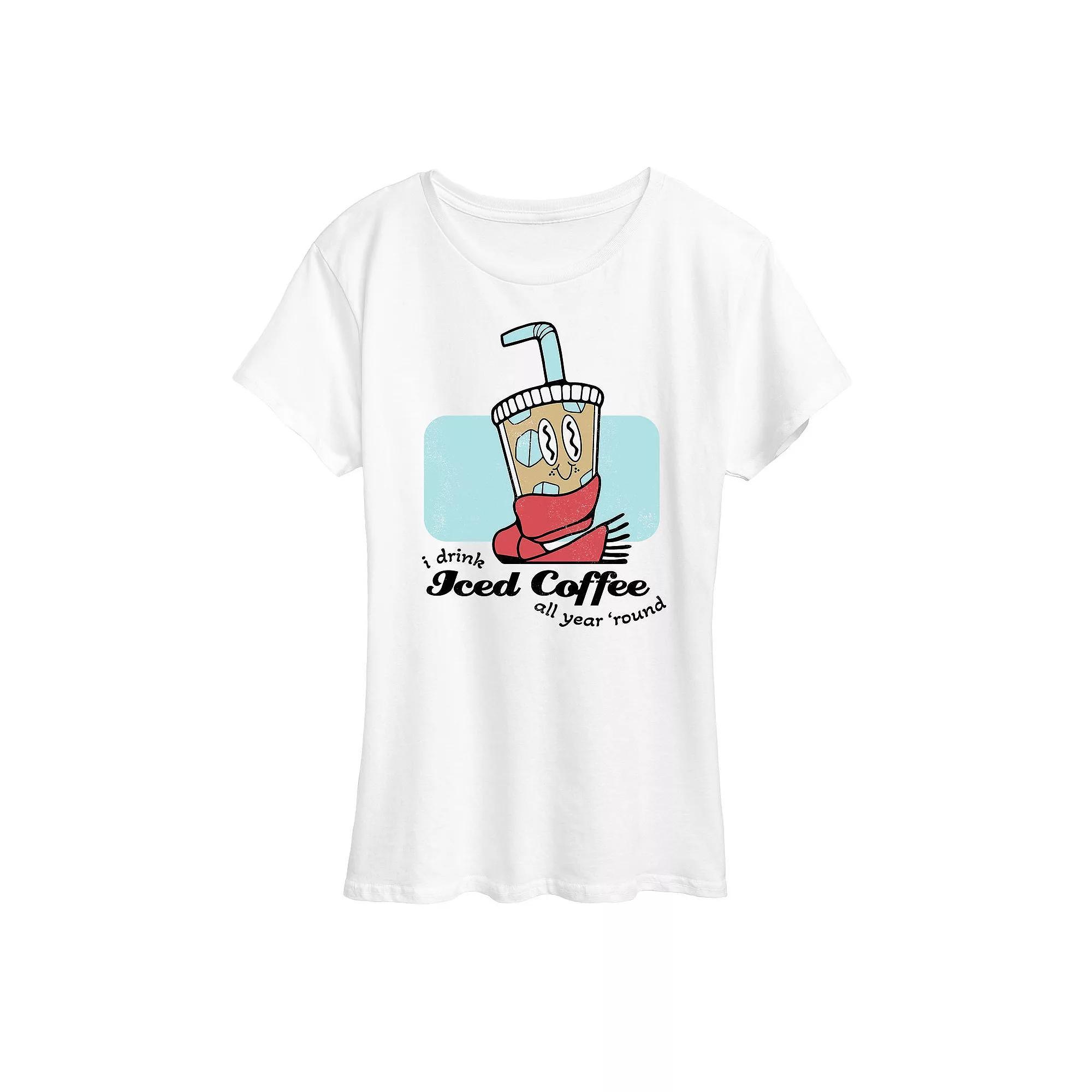 Womens Iced Coffee Year Round Graphic Tee, Girls Product Image