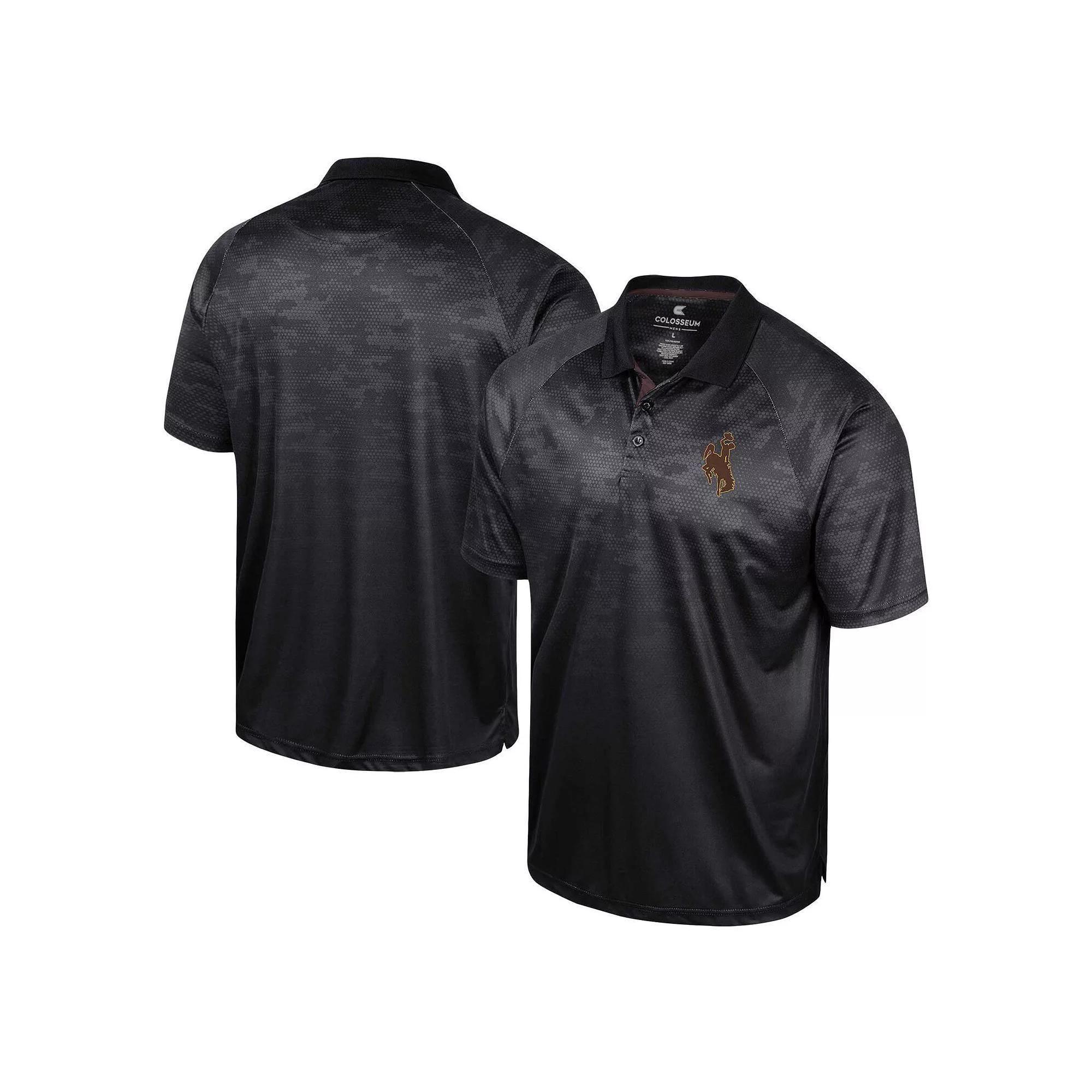Men's Colosseum Black Wyoming Cowboys Honeycomb Raglan Polo, Size: Large, Wyo Black Product Image