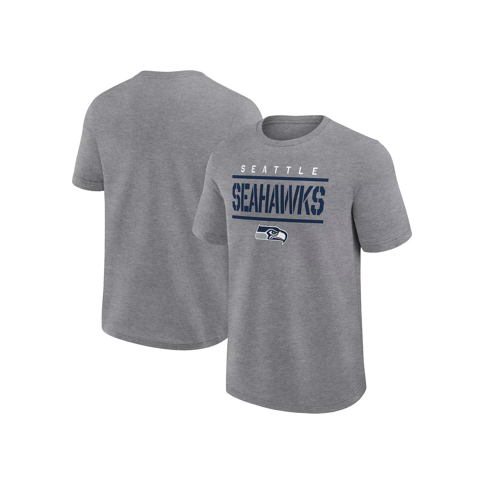 Men's Fanatics Heather Gray Seattle Seahawks Big & Tall Top Notch T-Shirt, Size: 4XLT, Grey Product Image