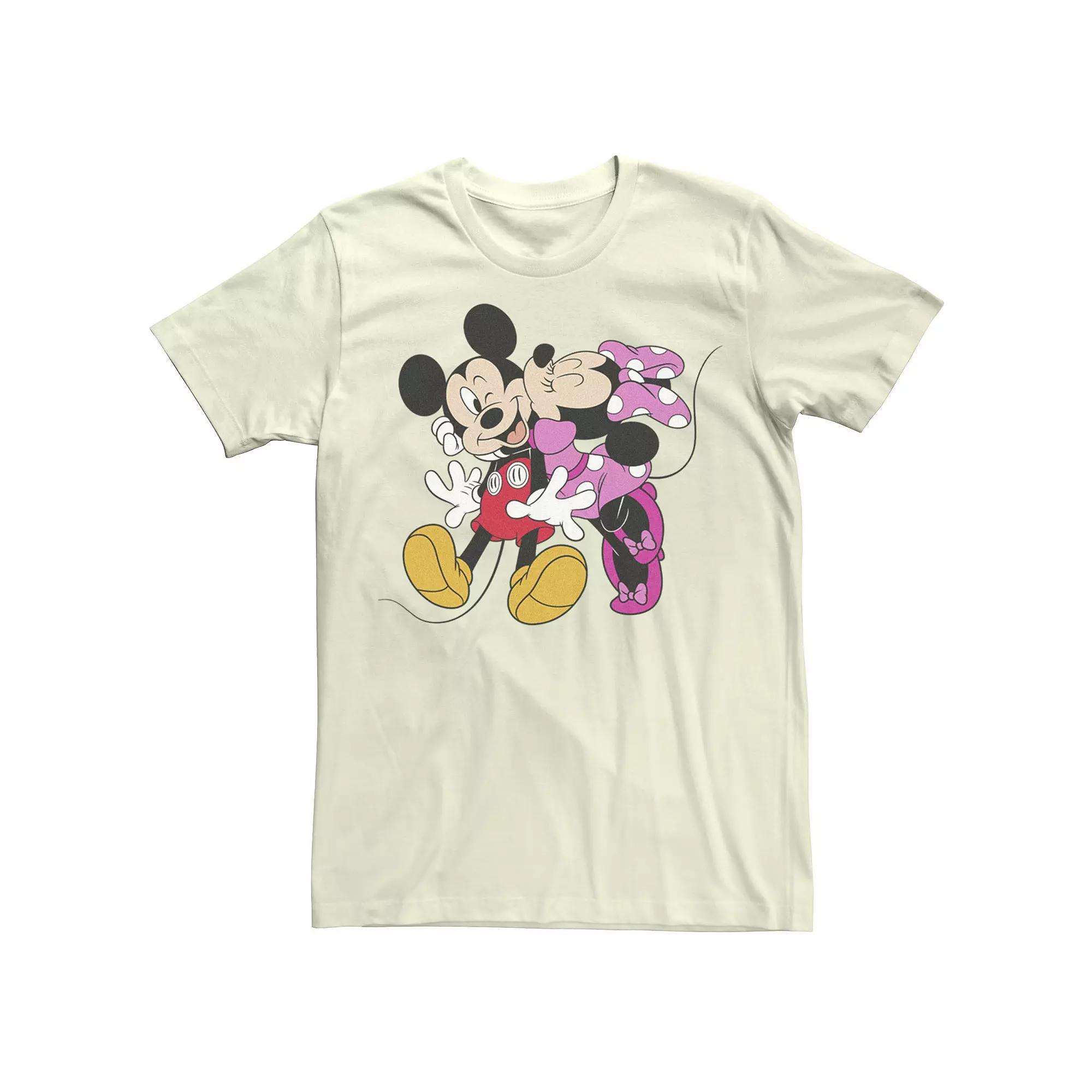 Disney's Minnie Mouse Kissing Mickey Juniors' Boyfriend Graphic Tee, Women's, Size: Medium, Natural Product Image