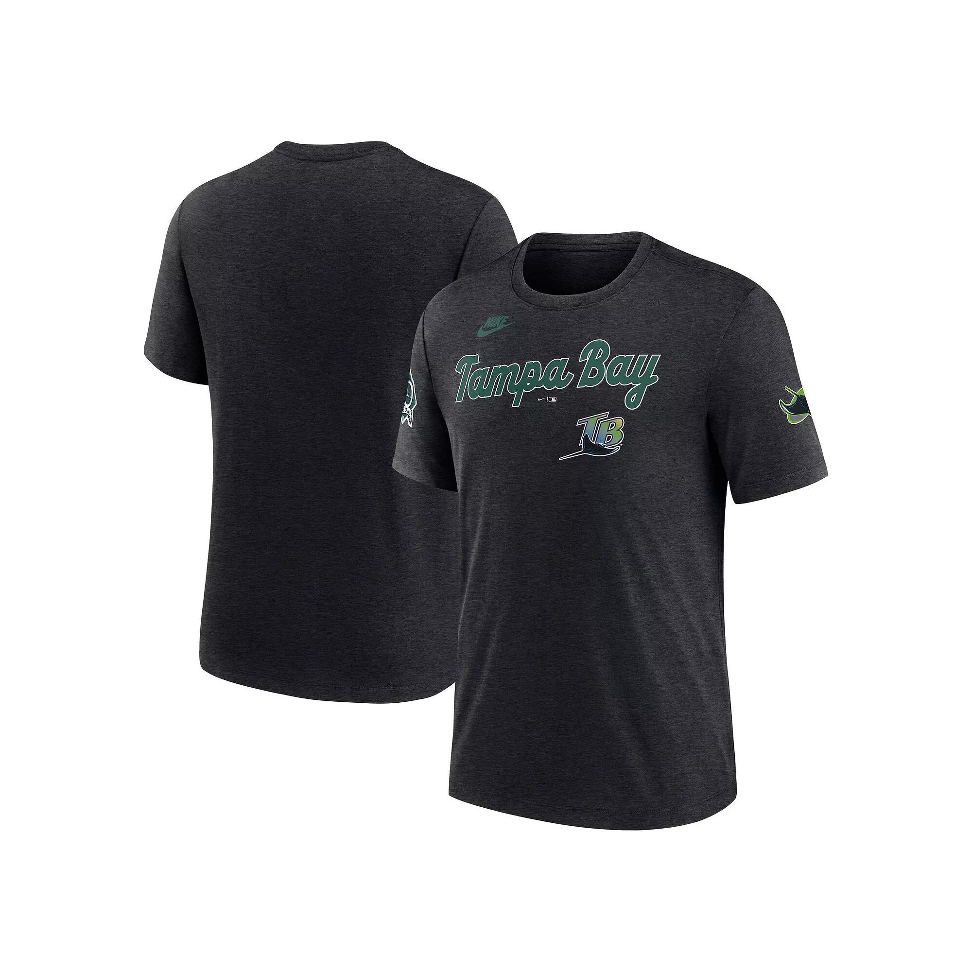 Men's Nike Royal Los Angeles Rams Overlap Lockup Tri-Blend T-Shirt, Size: Small, Blue Product Image