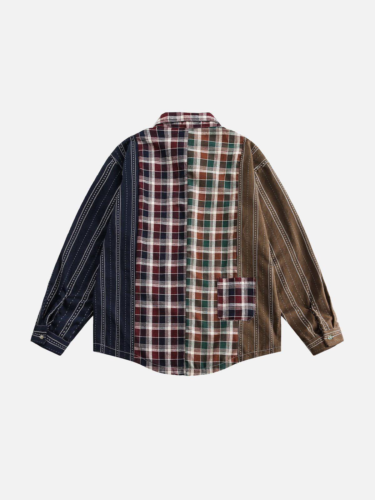 Aelfric Eden Multi Color Patchwork Long Sleeve Shirt Product Image