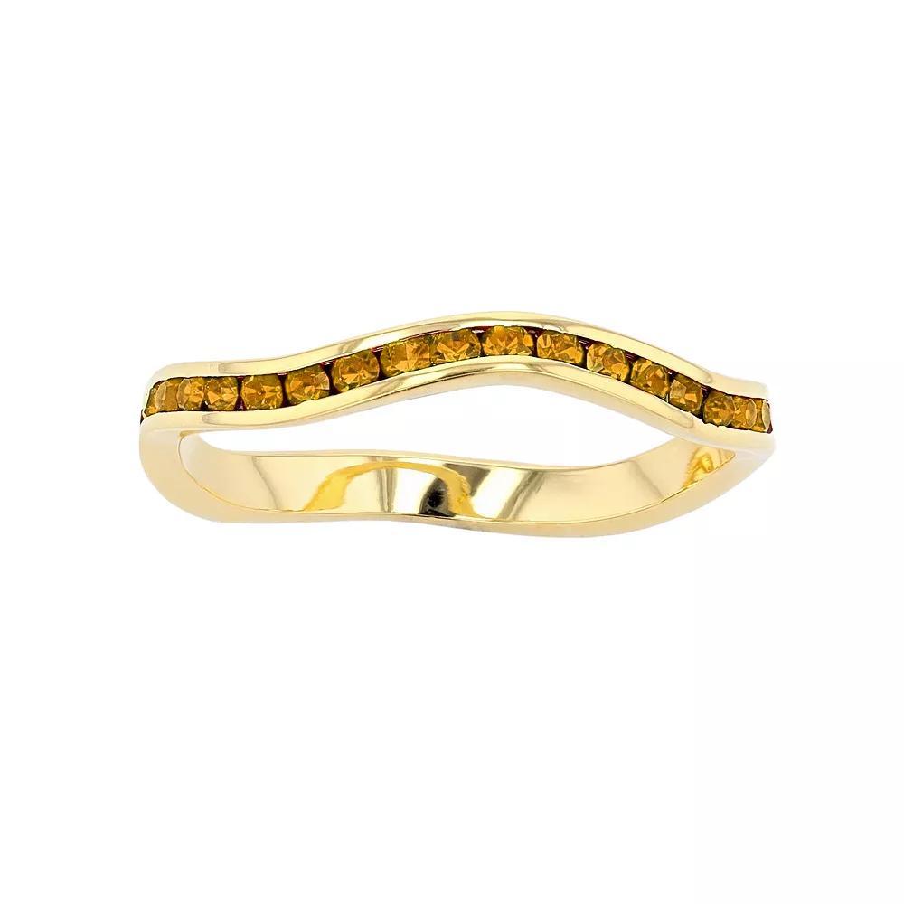 Traditions Jewelry Company 18k Gold Over Silver Birthstone Crystal Wave Ring, Women's, Size: 5, Gold Over Sterling Nov Product Image