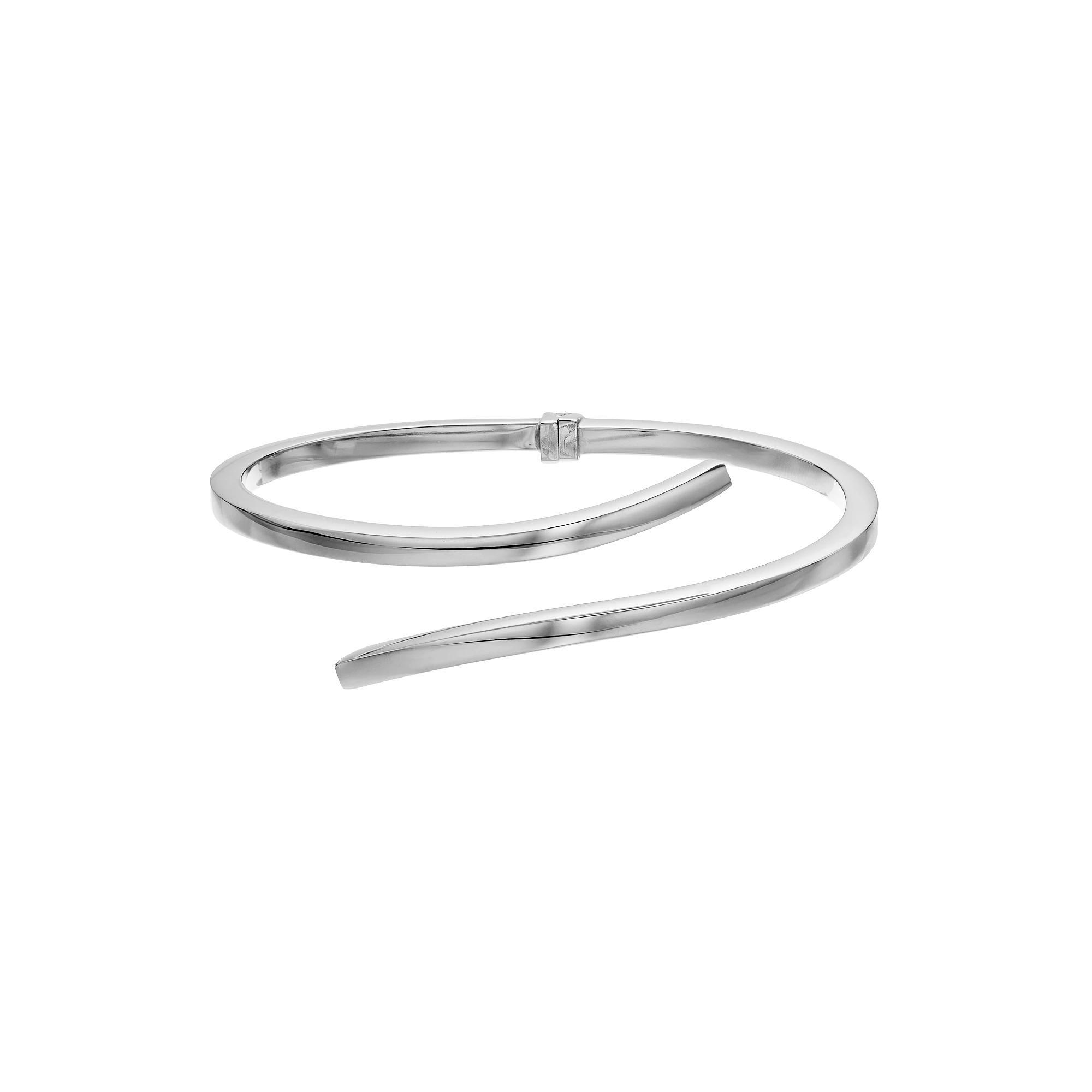 Sterling Silver Hinged Bypass Bangle Bracelet, Women's Product Image