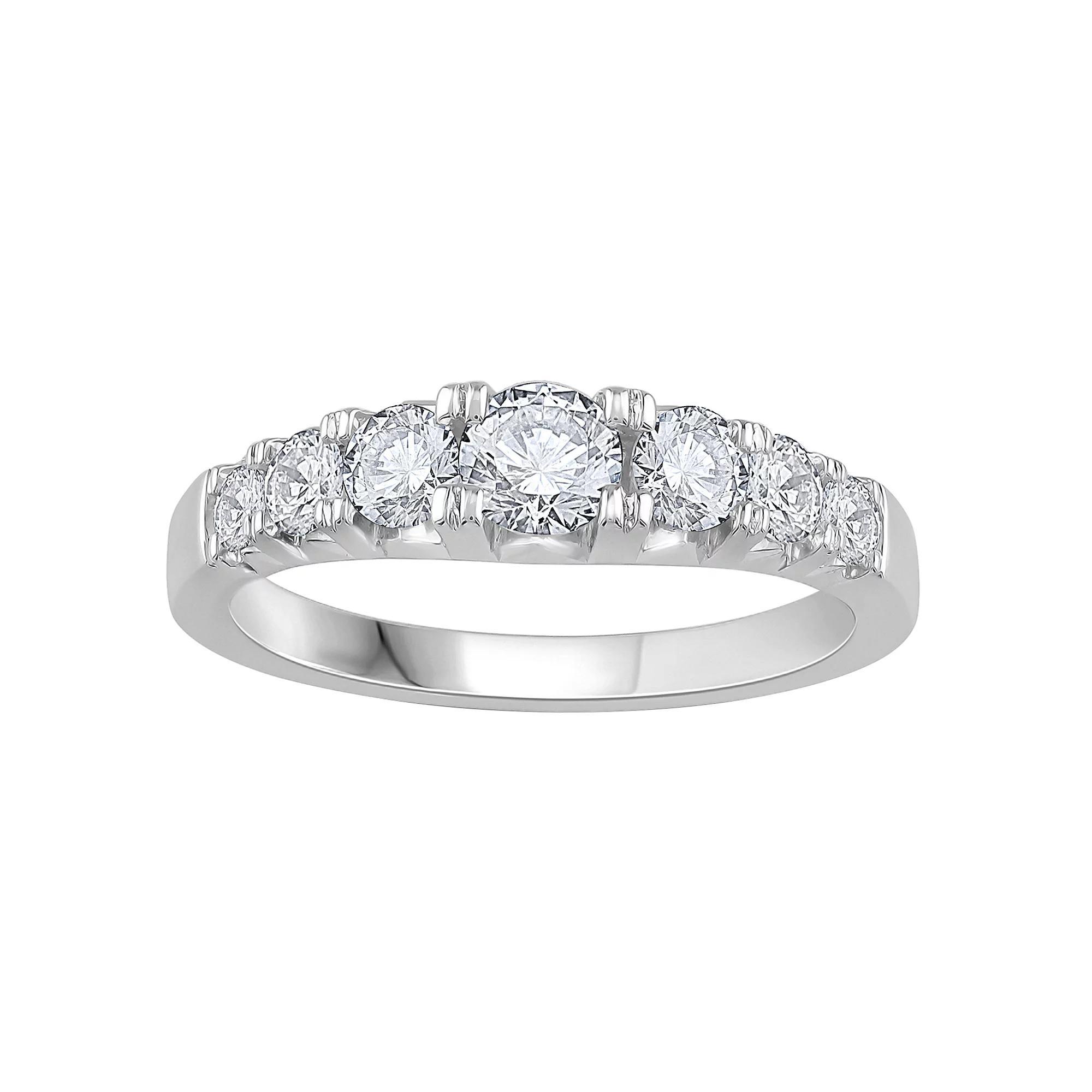 Diamond Medley 14k White Gold 1 Carat T.W. Lab-Grown Diamond Anniversary Ring, Womens 14k Whgold Product Image