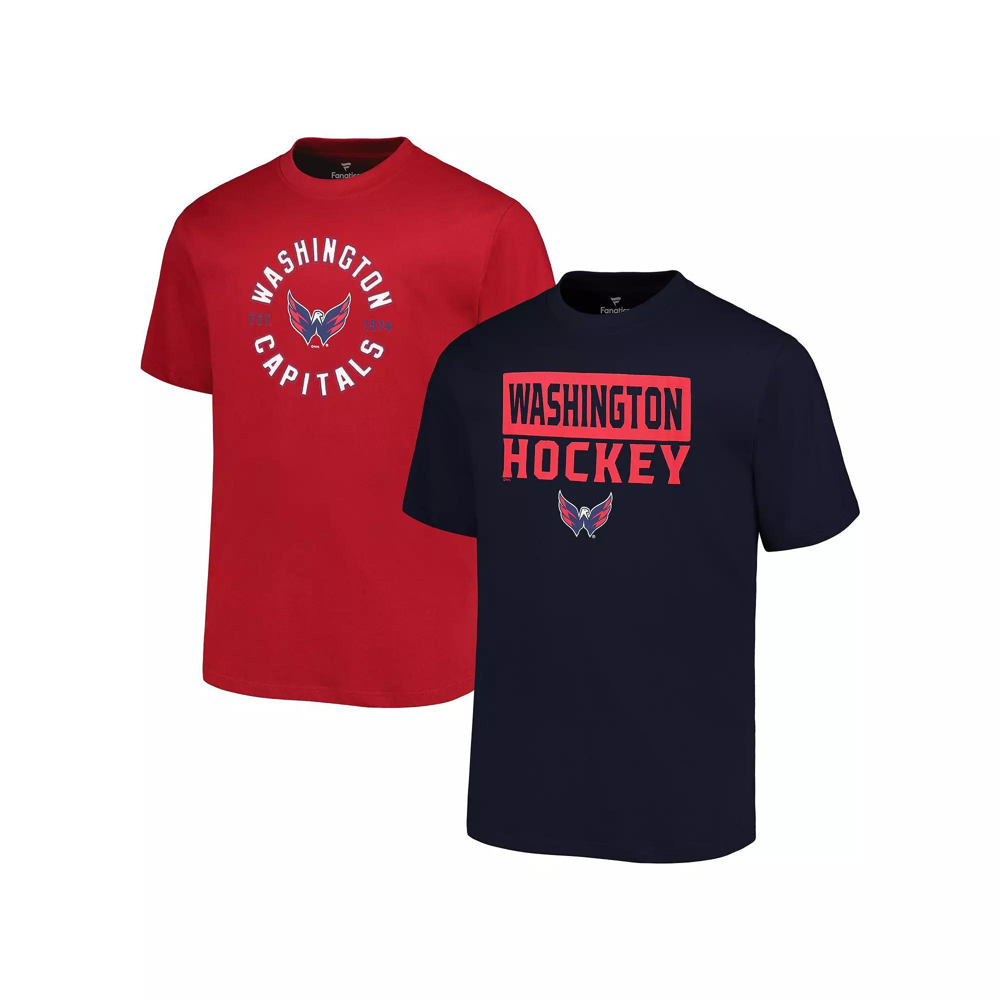 Men's Fanatics Washington Capitals Big & Tall 2-Pack T-Shirt Set, Size: 4XB, Red Product Image