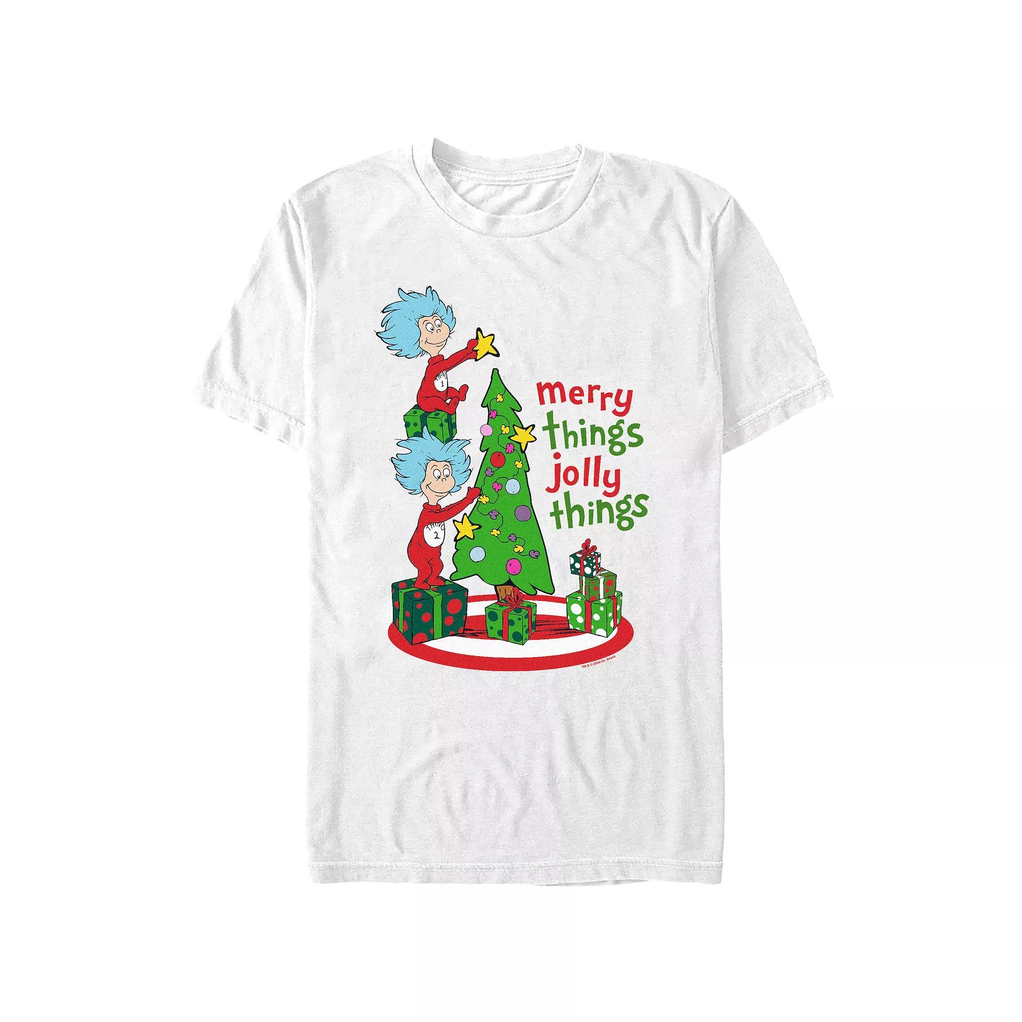 Men's Dr. Seuss Merry Things Jolly Things Graphic Tee, Size: XS, White Product Image