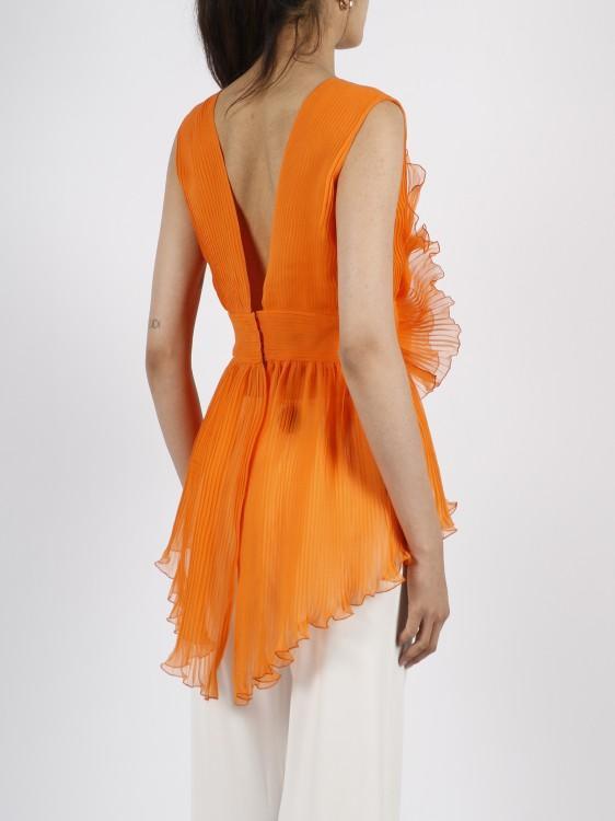 ALBERTA FERRETTI Pleated Silk Top In Yellow & Orange Product Image