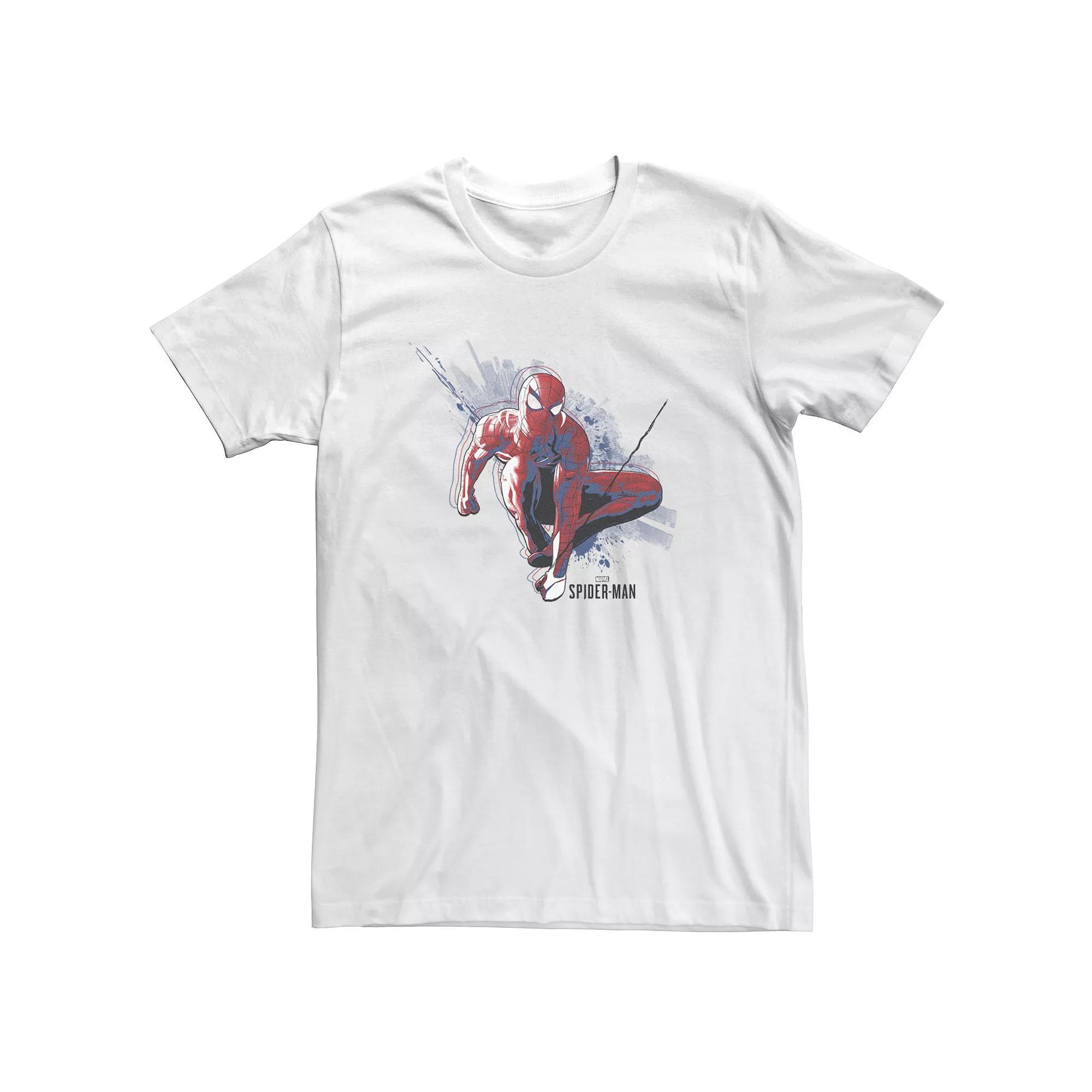 Big & Tall Marvel Spider-Man Game Abstract City Swing Tee, Men's, Size: 4XL Tall, White Product Image
