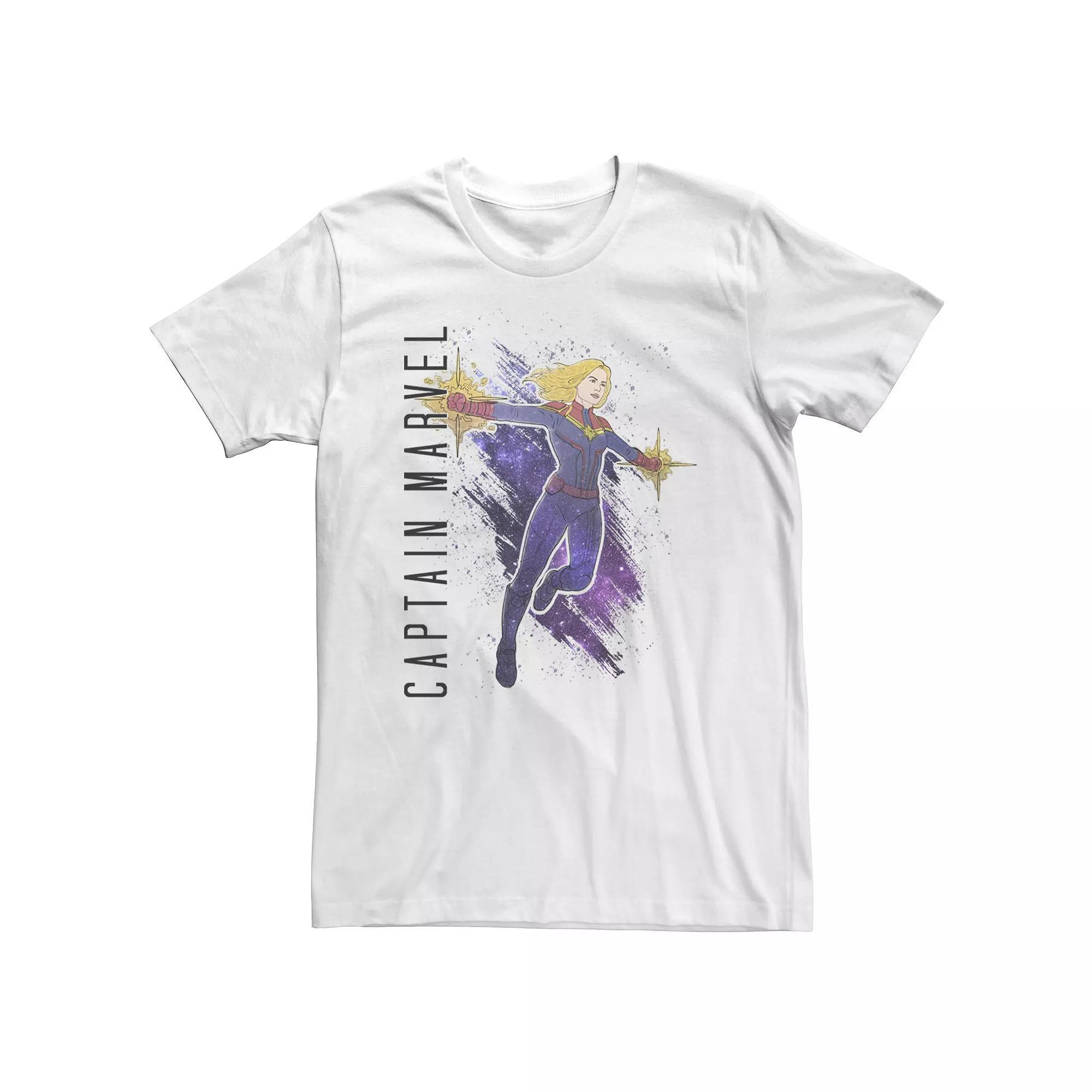 Big & Tall Marvel Avengers Endgame Captain Marvel Galaxy Paint Tee, Men's, Size: 3XL Tall, White Product Image