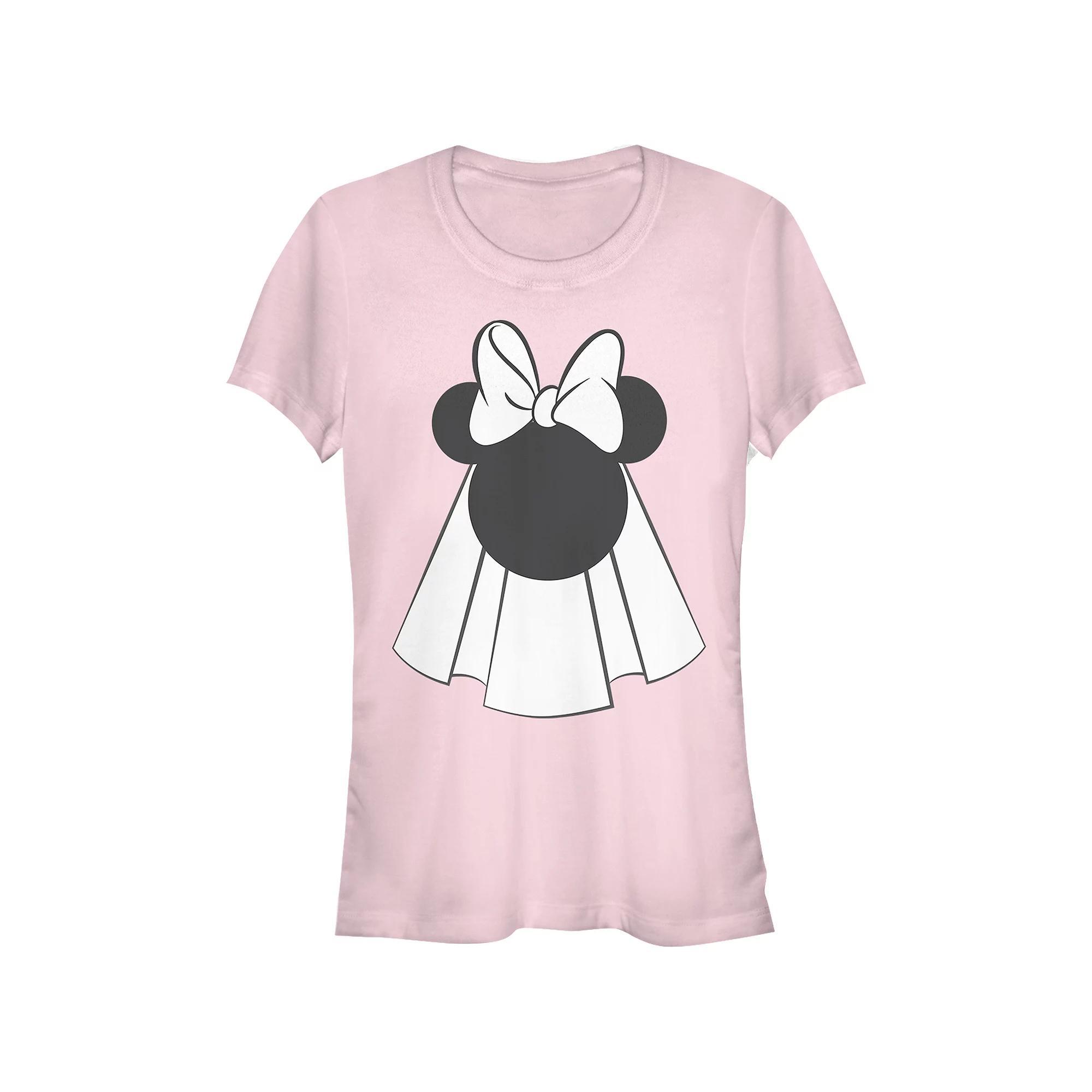 Disneys Minnie Mouse Bride Veil Juniors Graphic Tee, Womens Product Image