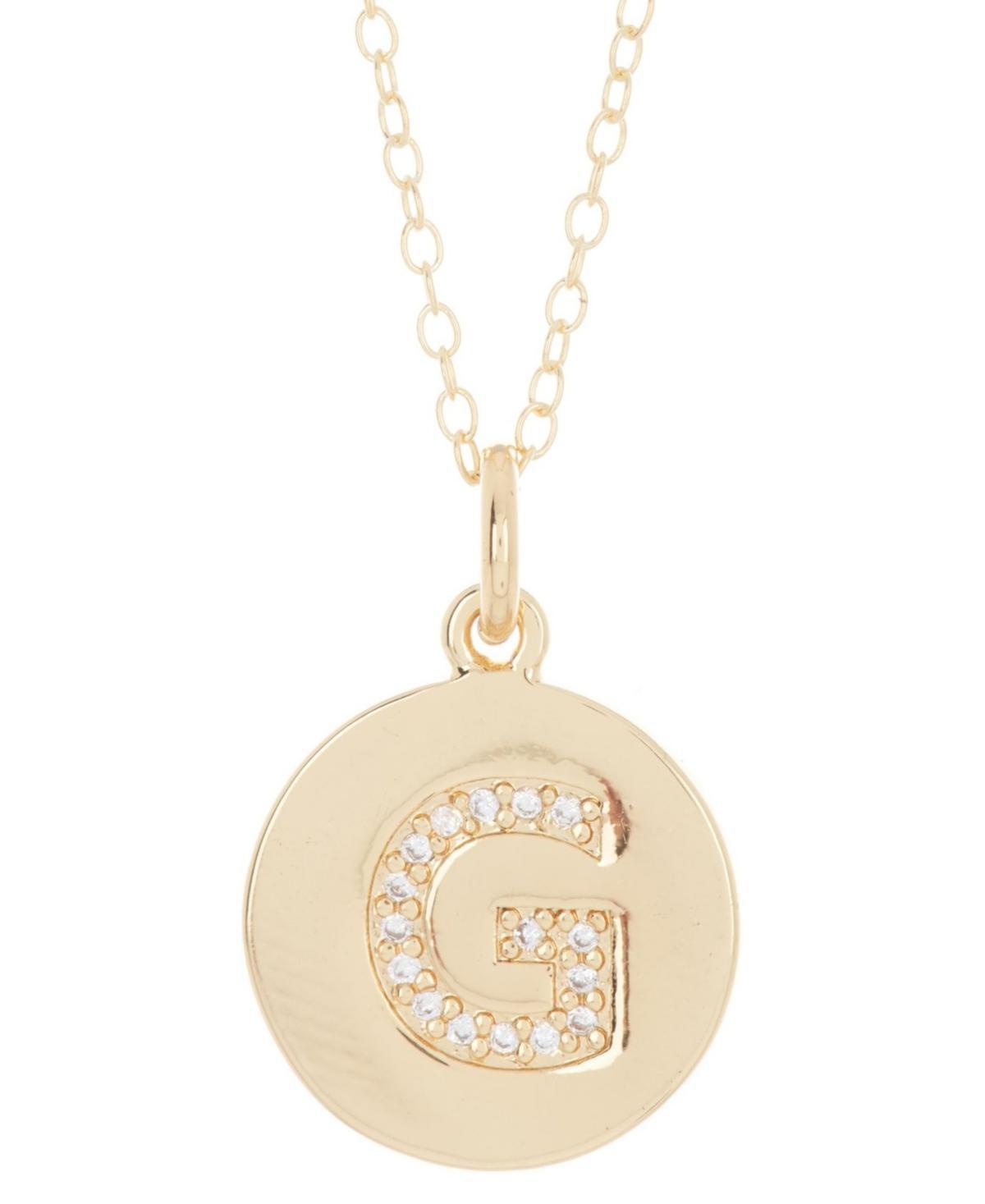 Adornia 14k Gold Plated Cubic Zirconia Engraved Letter Disc Pendant Necklace, Women's, Size: 18", Gold Tone T Product Image