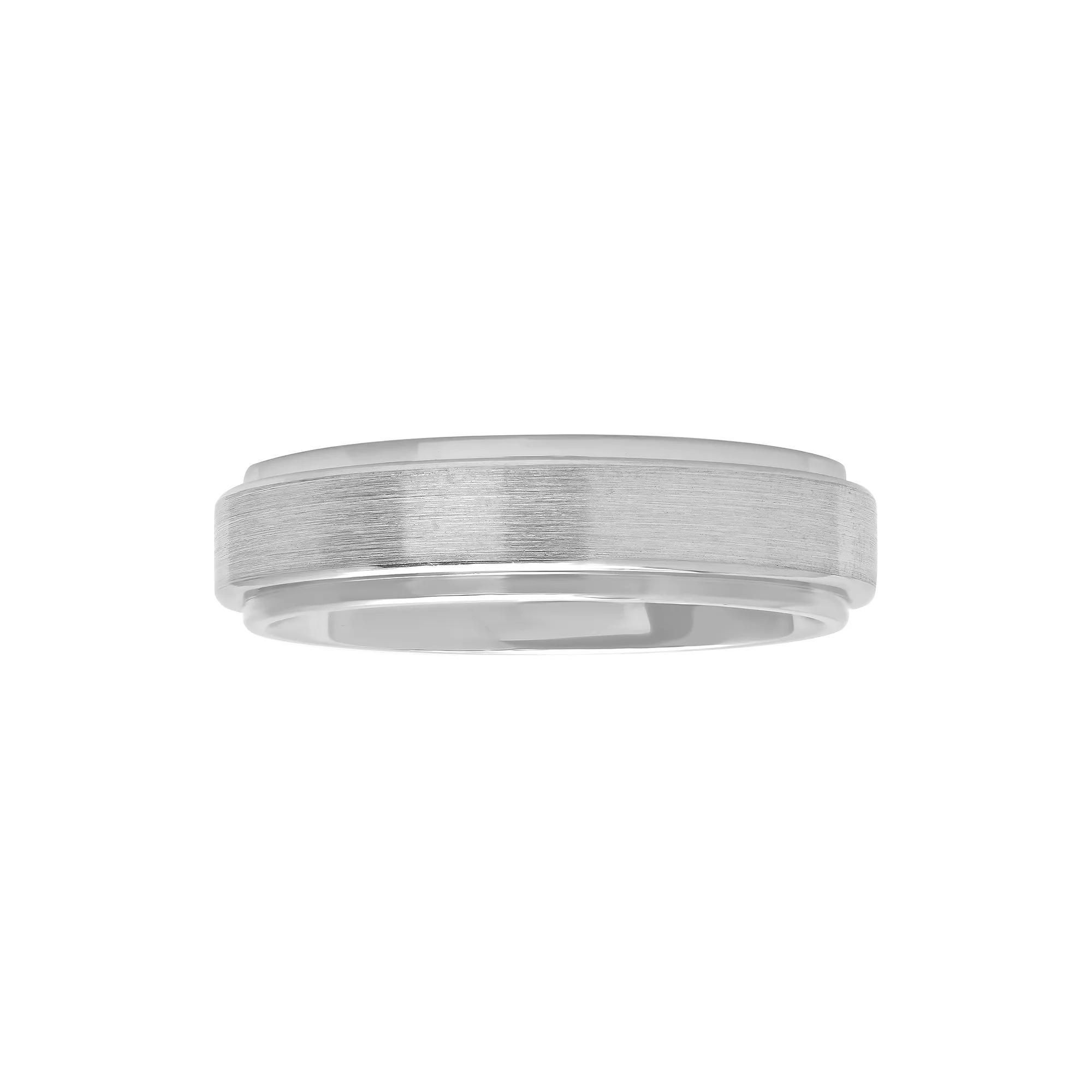 Men's Cobalt Step Edge Band, Size: 14.50, Silvertone Product Image