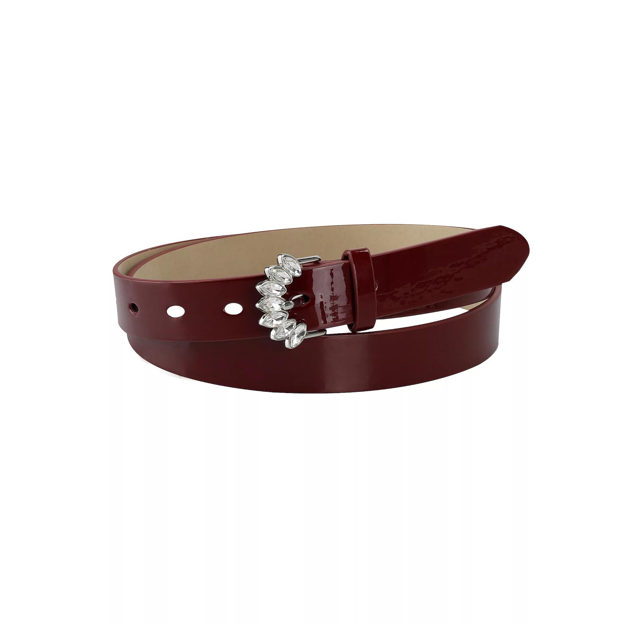 Women's LC Lauren Conrad Bejeweled Buckle Faux-Leather Harness Belt, Size: Medium, Black Product Image