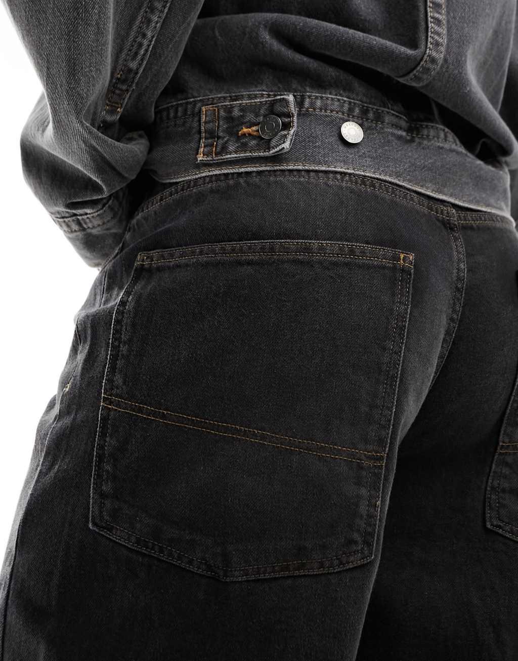 COLLUSION X003 wide leg jeans in washed black Product Image