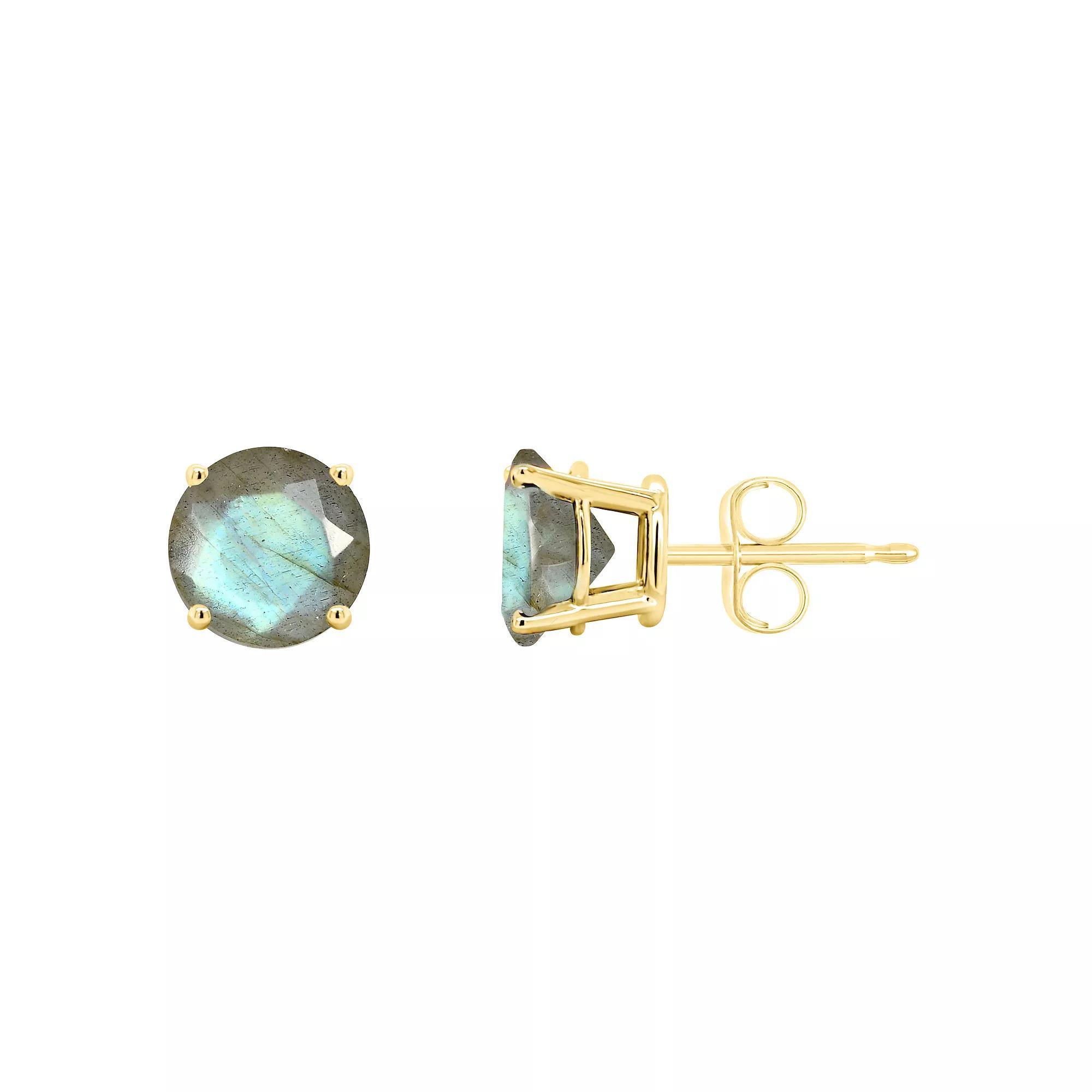 Celebration Gems 14k Gold Round Labradorite Stud Earrings, Women's Product Image