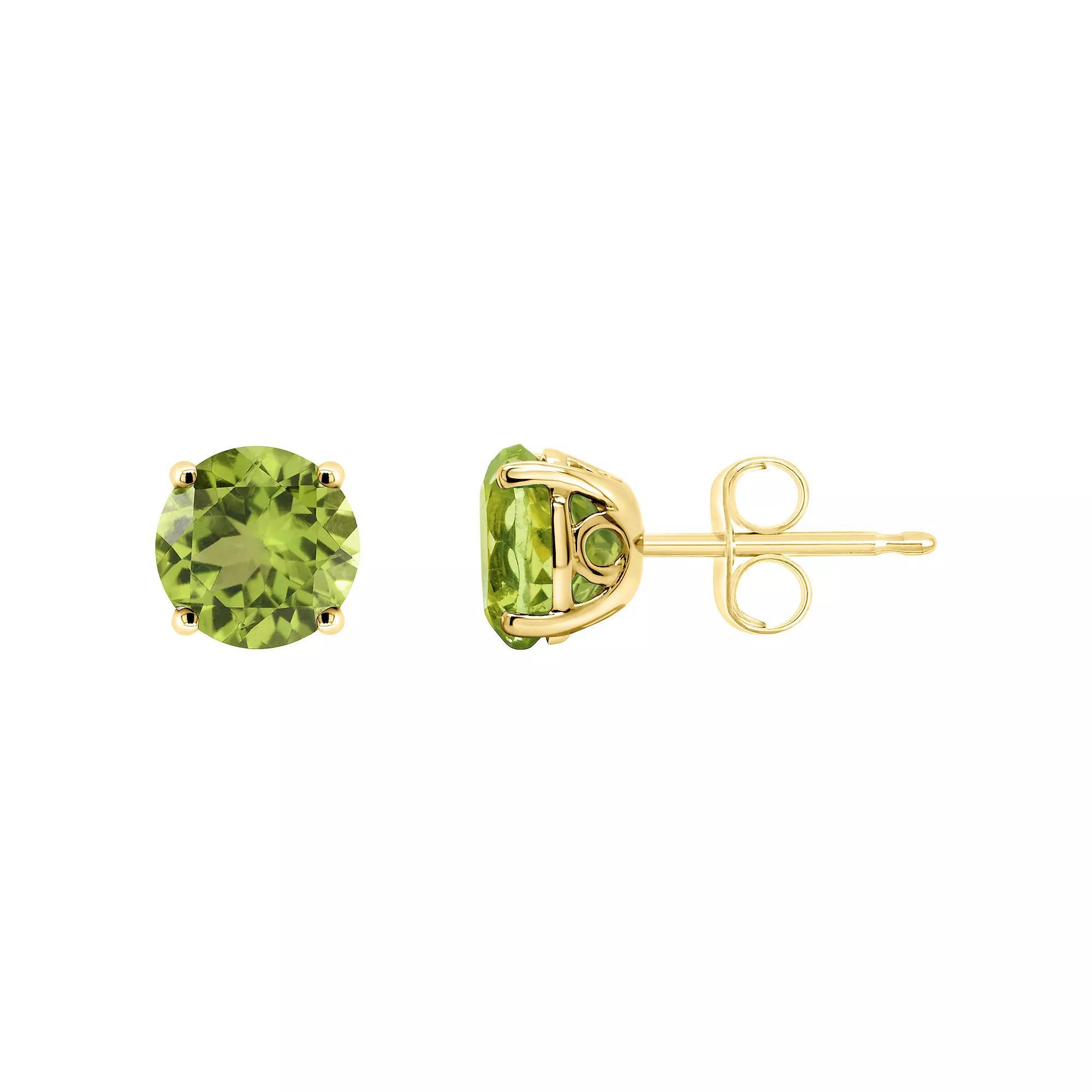 Alyson Layne 14k Gold Round Peridot Stud Earrings, Women's Product Image
